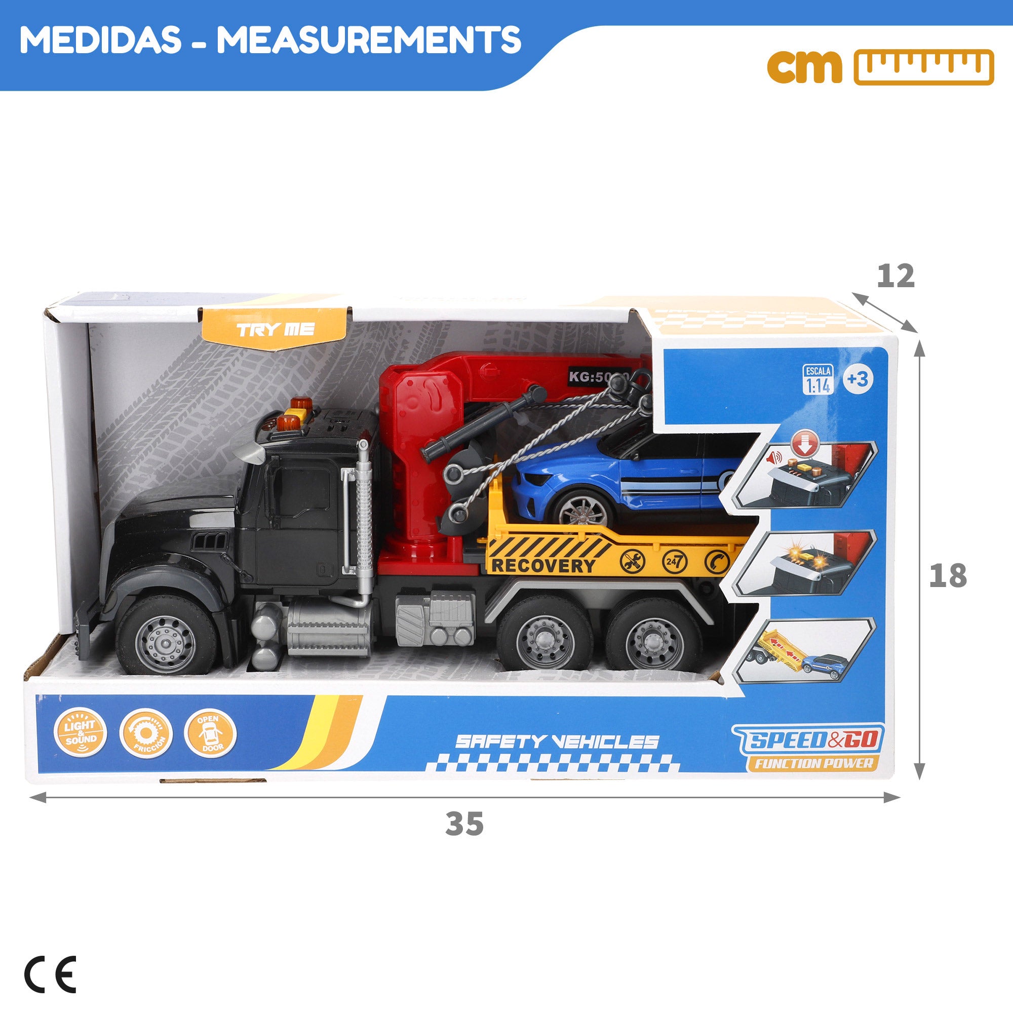 Camião Guindaste de Fricção Speed ​​​​&amp; Go à Escala 1:14 com Luz e Som