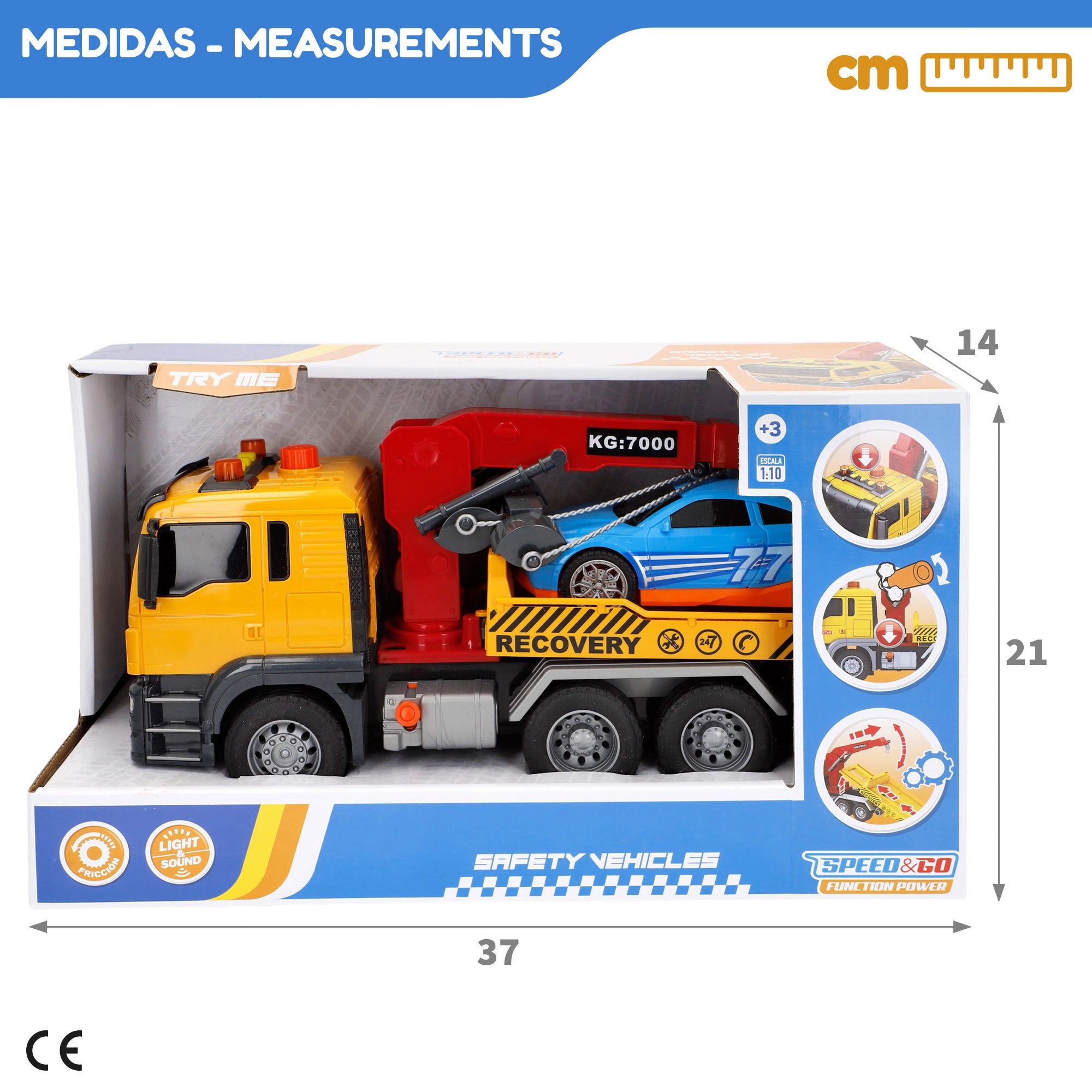 Camião Guindaste de Fricção Speed ​​​​&amp; Go à Escala 1:10 com Luz e Som