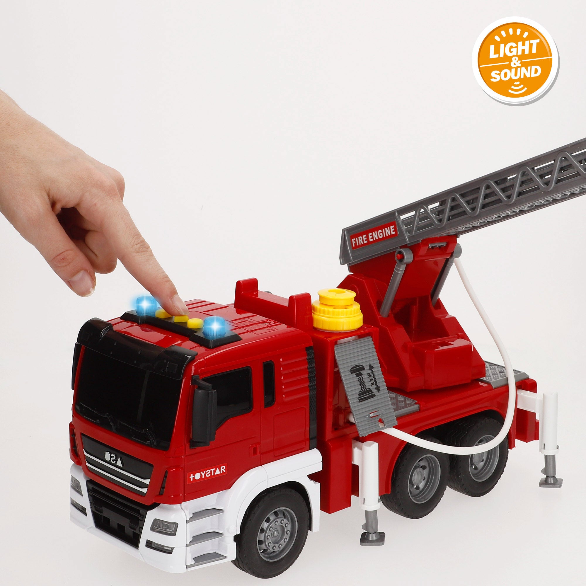 Camião de Bombeiros de Brinquedo com Fricção, Escala 1:10, com Luzes e Sons.