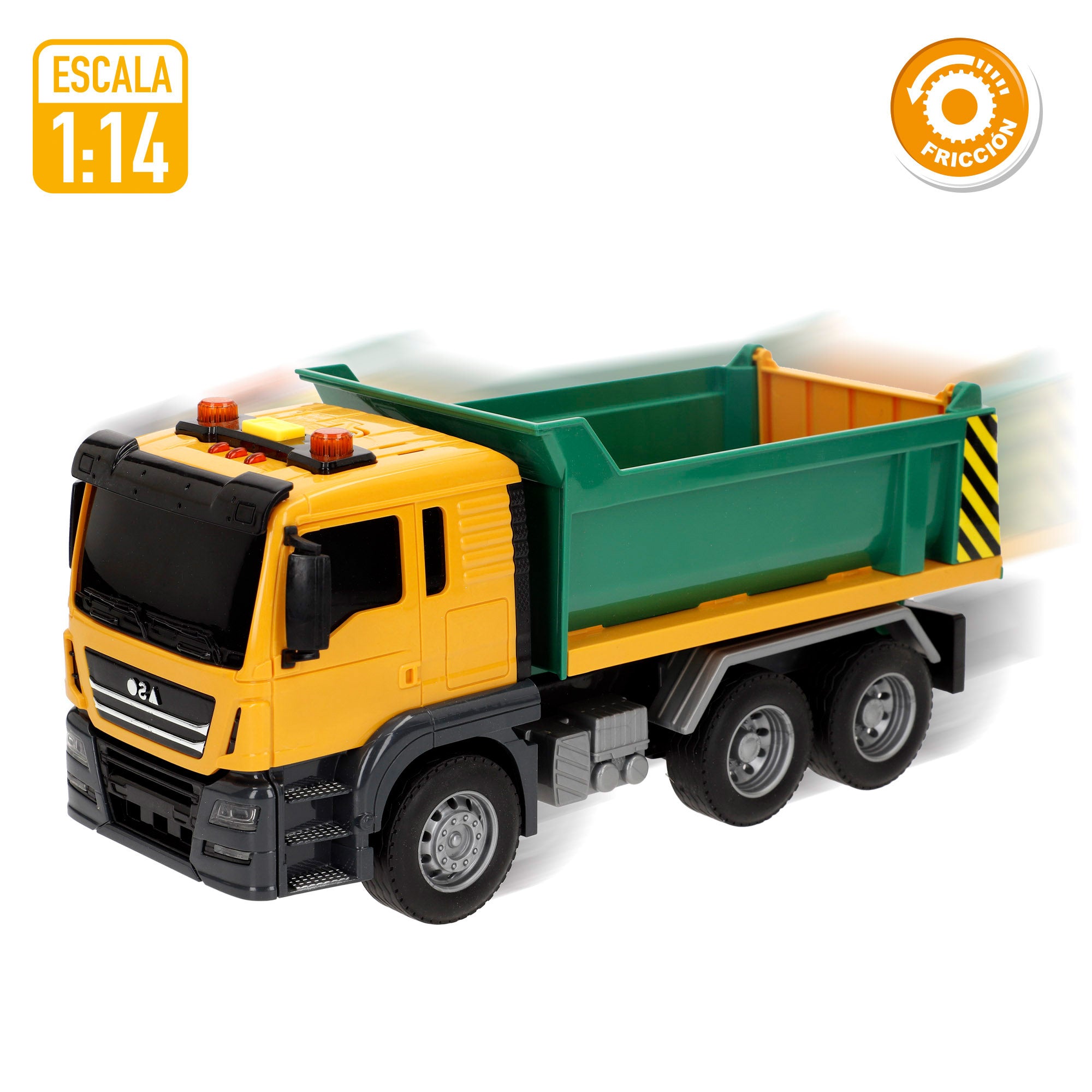 Camião basculante de brinquedo Speed&amp; Go com fricção, luz e som, escala 1:14.
