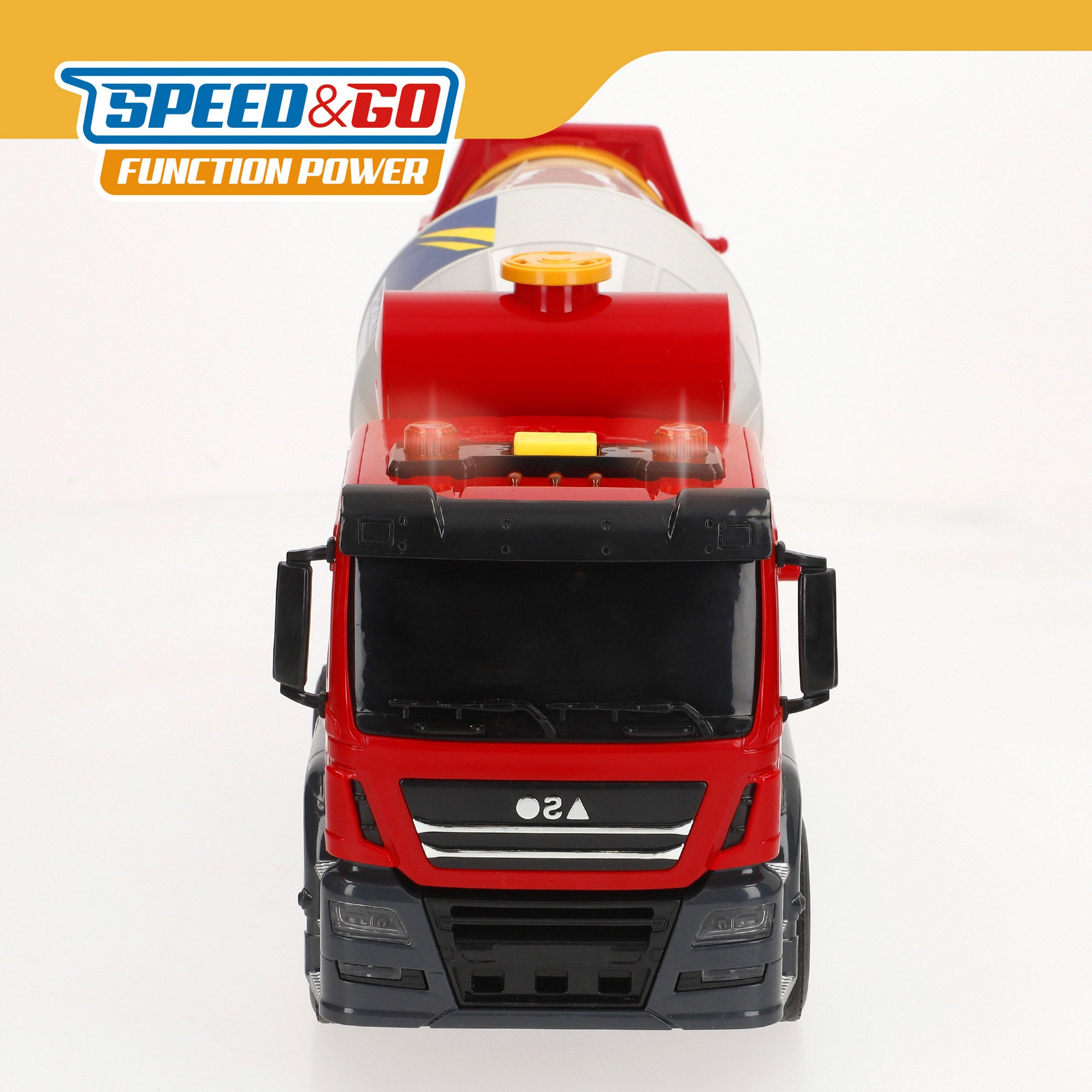 Camião betoneira de fricção Speed ​​​​&amp; Go à escala 1:14 com luzes e sons.