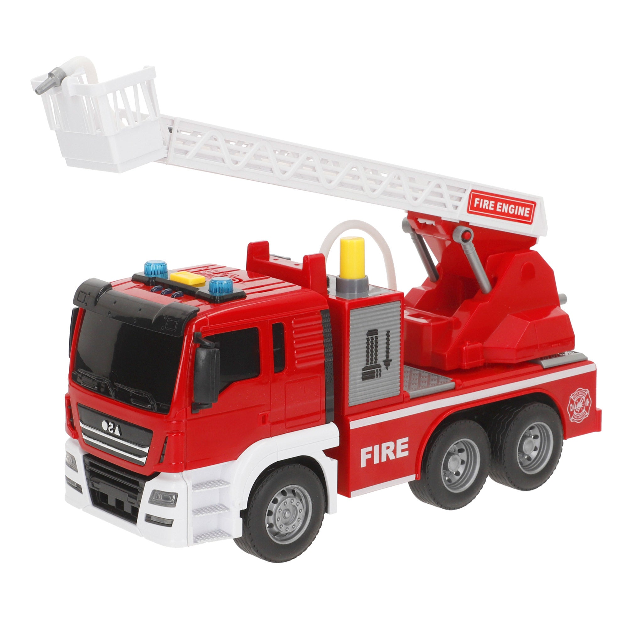 Camião de Bombeiros de Brinquedo com Fricção, Escala 1:14, com Luzes e Sons.