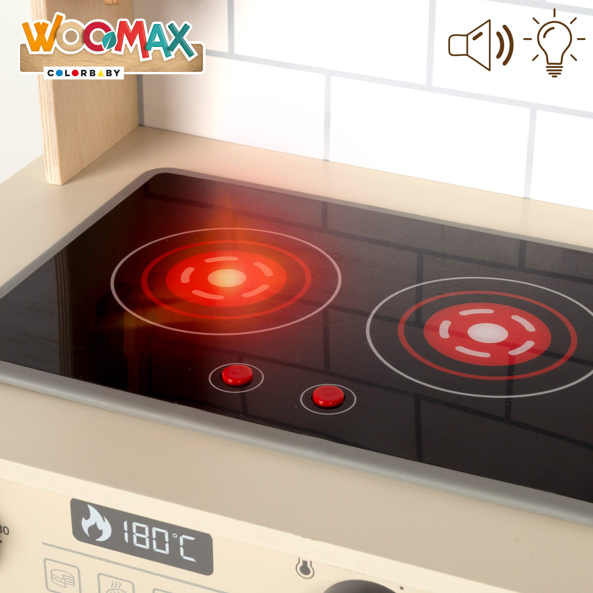 Cozinha elétrica em madeira WOOMAX com luz, som e acessórios 30x68x102 cm