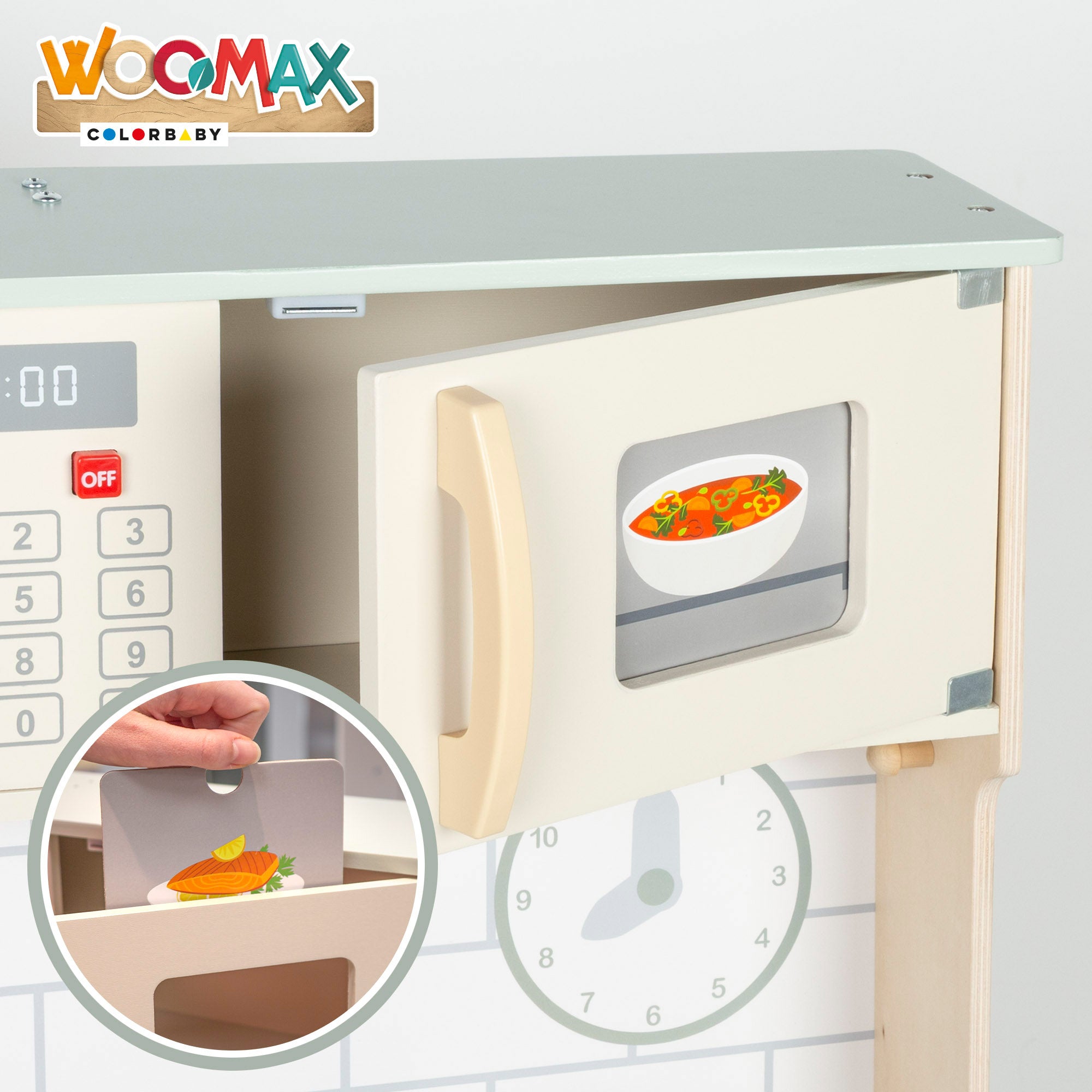 Cozinha elétrica em madeira WOOMAX com luz, som e acessórios 30x68x102 cm