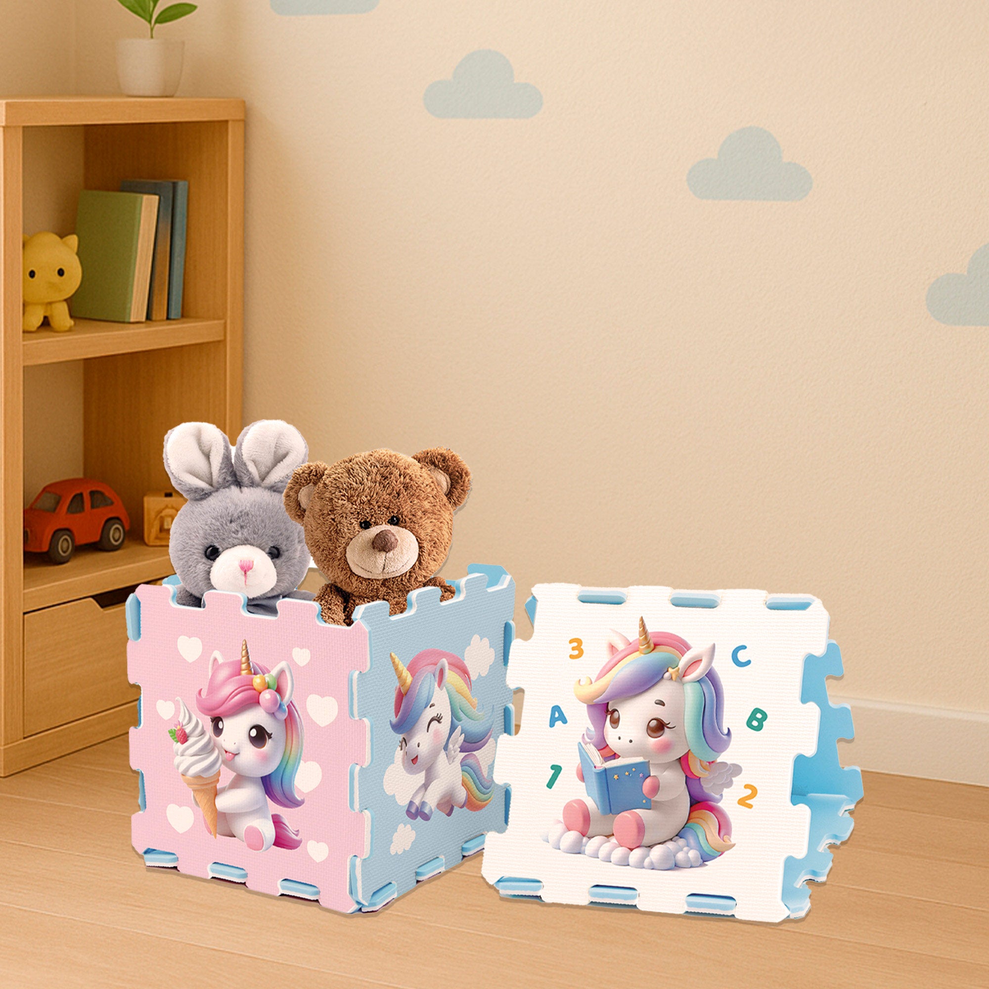 Tapete de Encaixe Unicórnio C'Baby para Bebé, 8 Peças, Espuma EVA