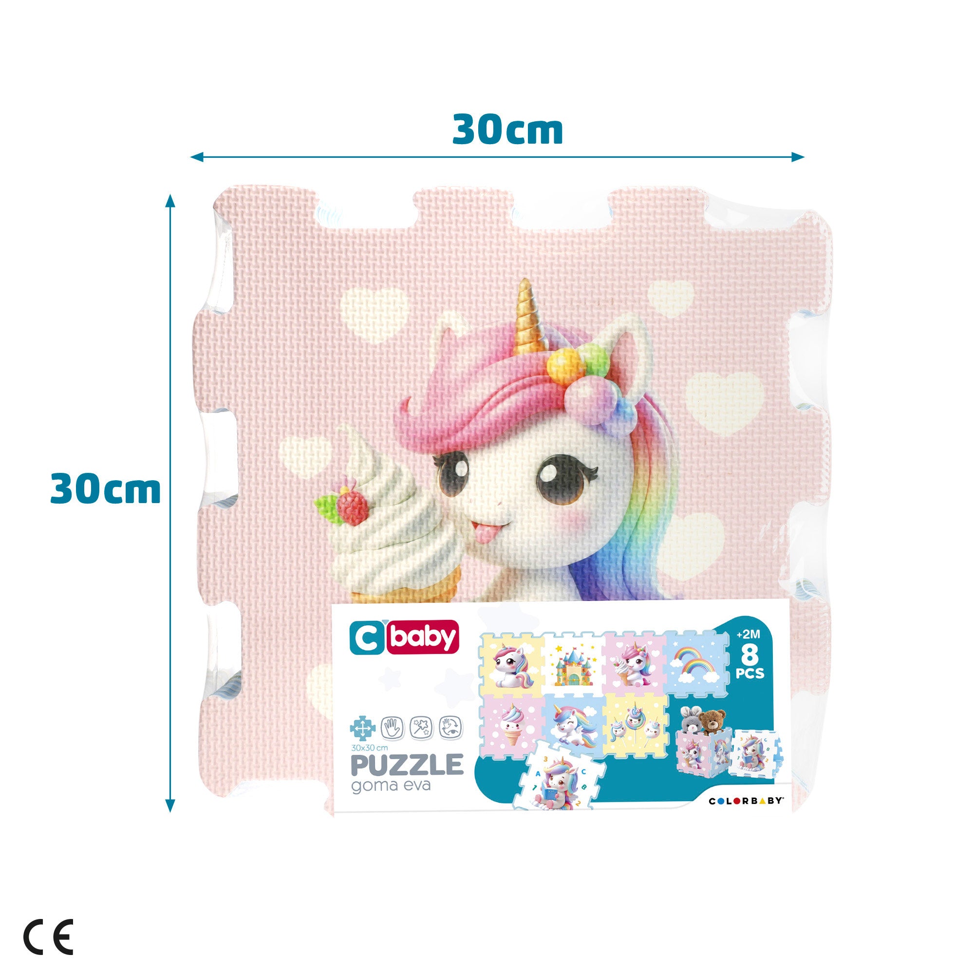 Tapete de Encaixe Unicórnio C'Baby para Bebé, 8 Peças, Espuma EVA
