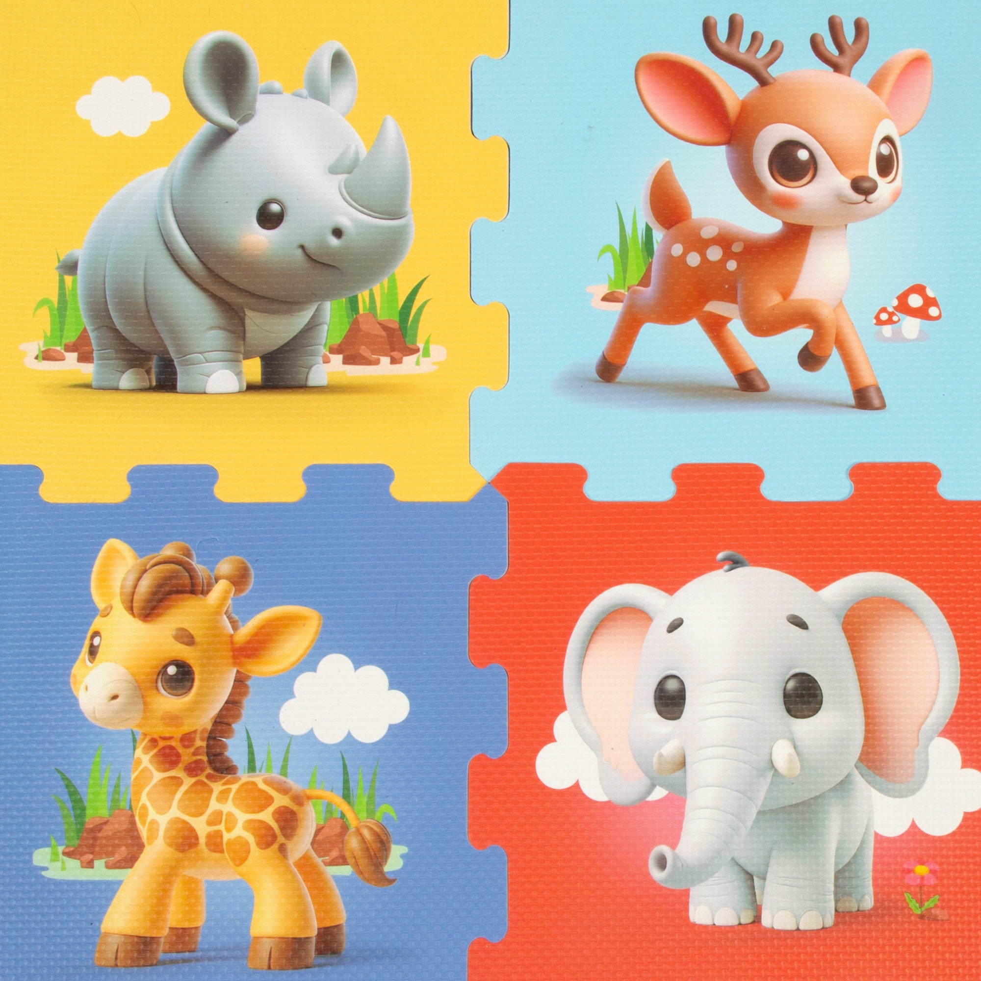 Tapete Puzzle C'Baby com Animais da Selva para Bebé, 8 Peças, Espuma EVA