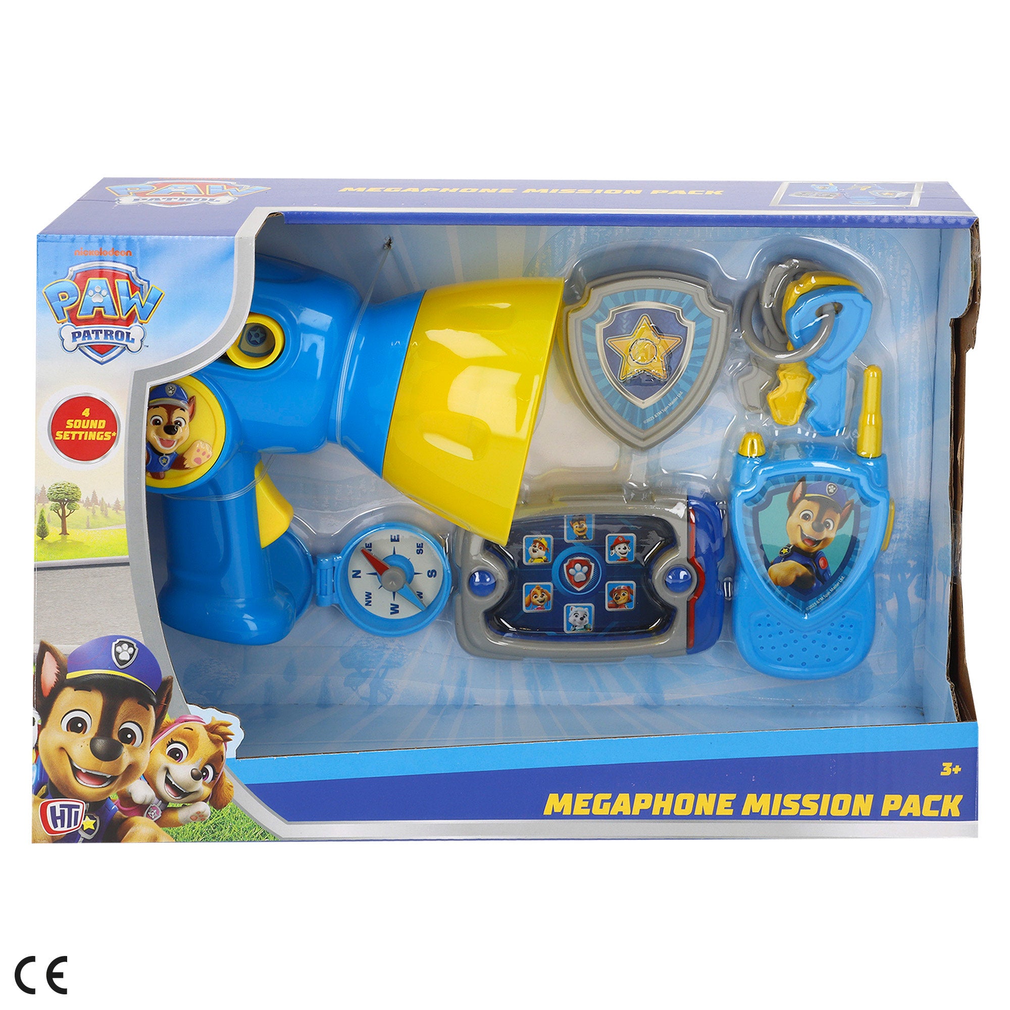 Pack com megafone do Chase da Patrulha Pata e acessórios.
