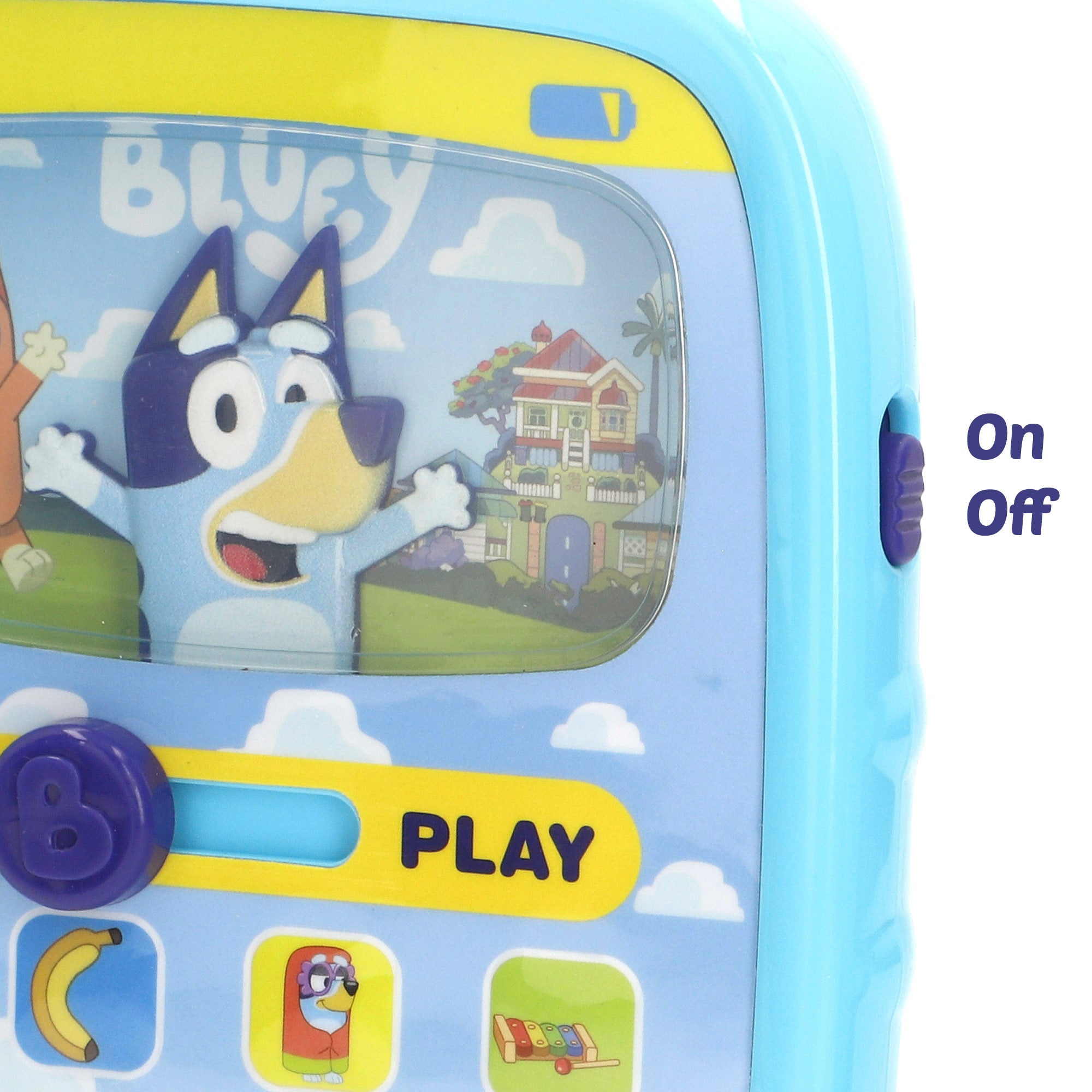 Tablet Bluey Baby com comando, luzes, sons e palavras em inglês.