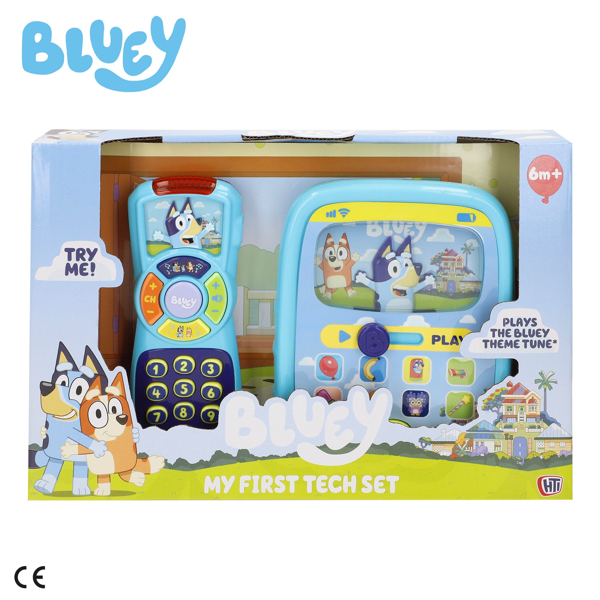 Tablet Bluey Baby com comando, luzes, sons e palavras em inglês.