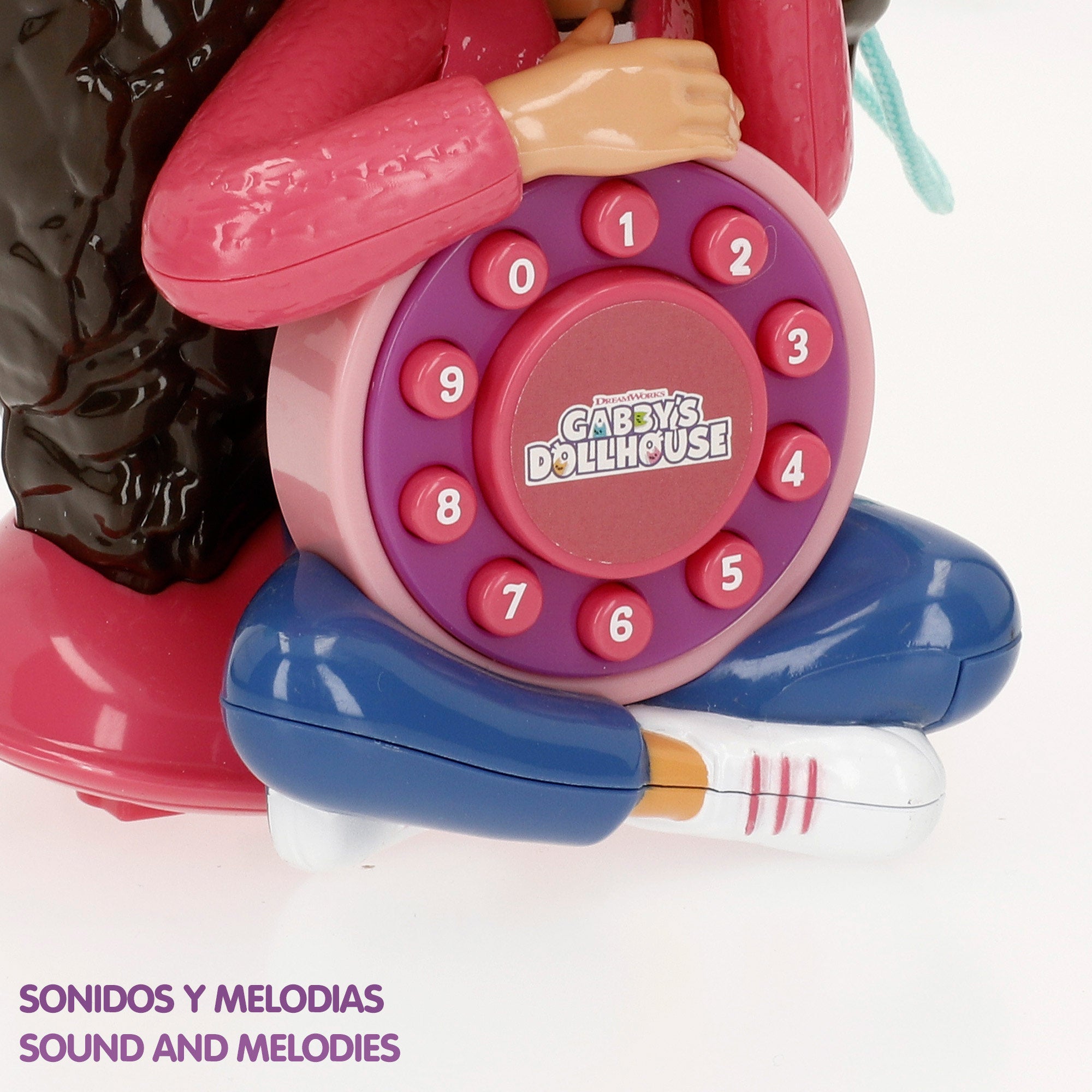 Telefone interativo de brinquedo da casa de bonecas da Gabby com sons e melodias