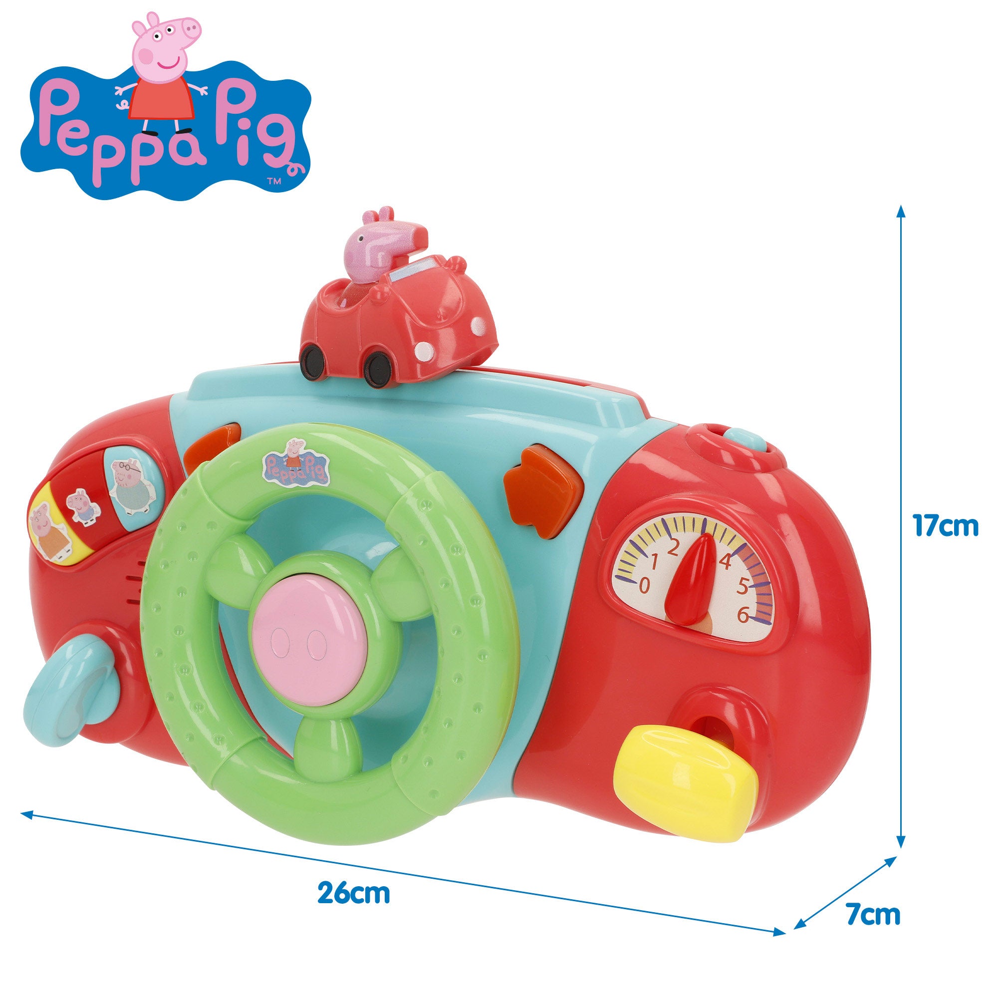 Volante Peppa Pig para carrinho de bebé com atividades
