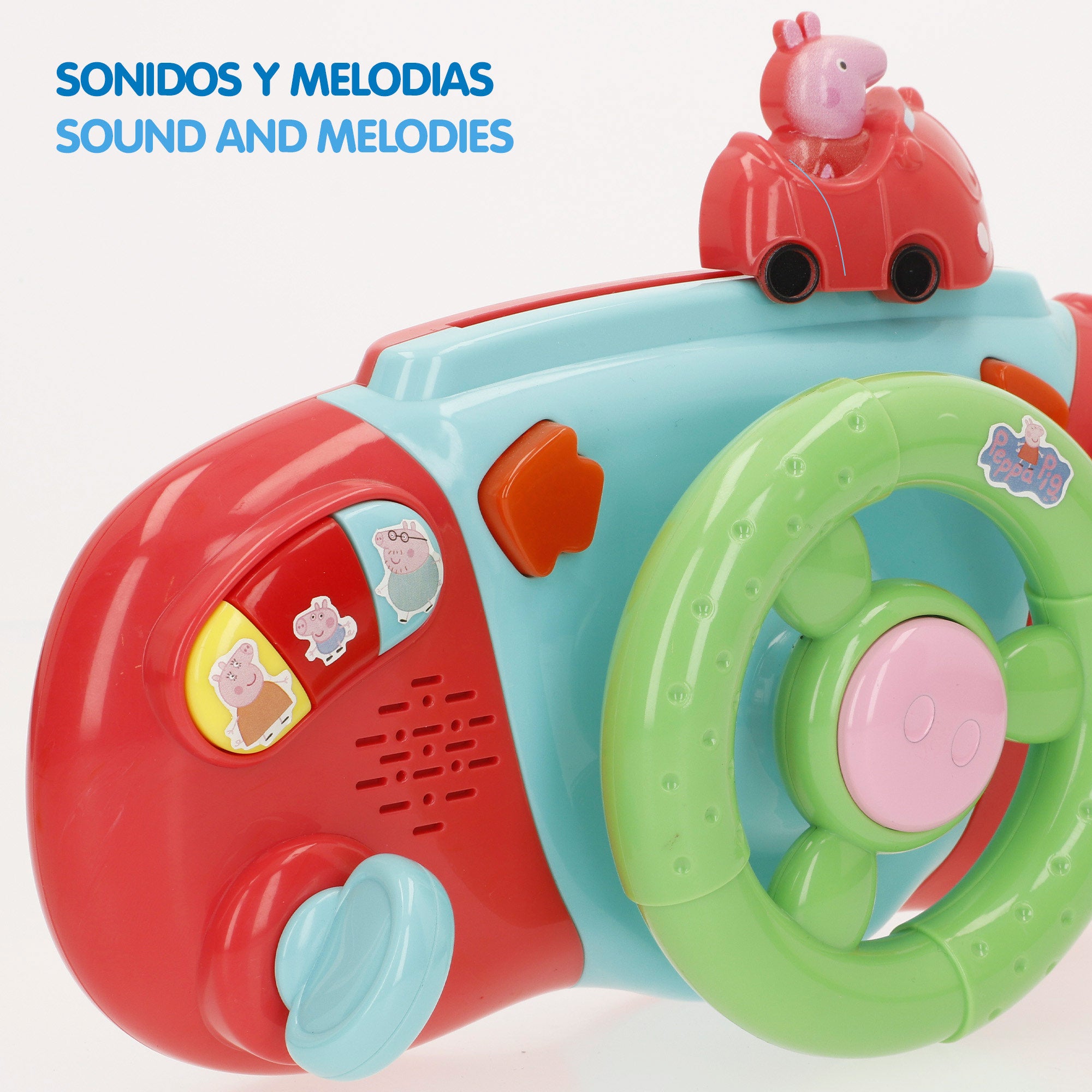 Volante Peppa Pig para carrinho de bebé com atividades