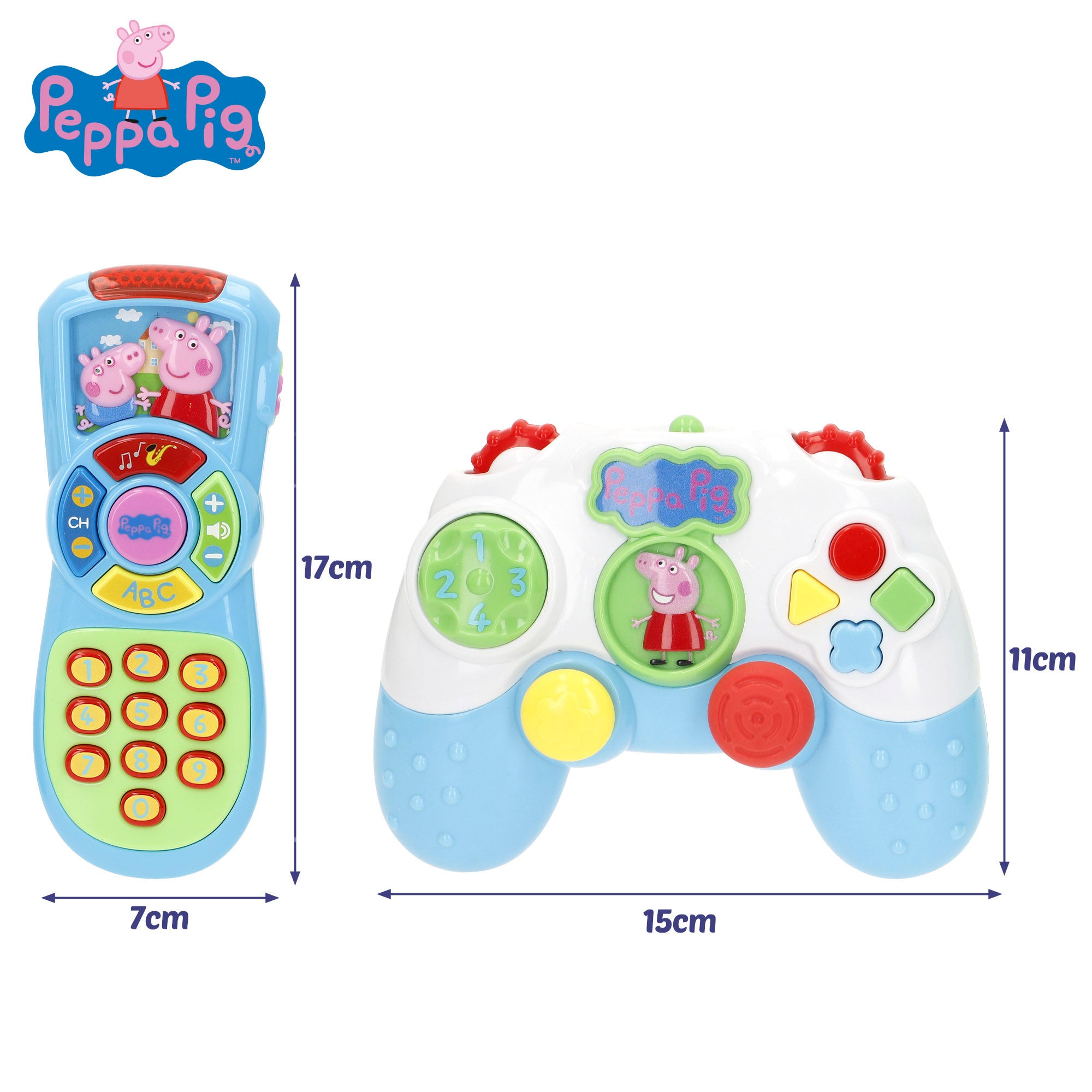 Conjunto de comando interativo para bebé da Peppa Pig com luz e som.