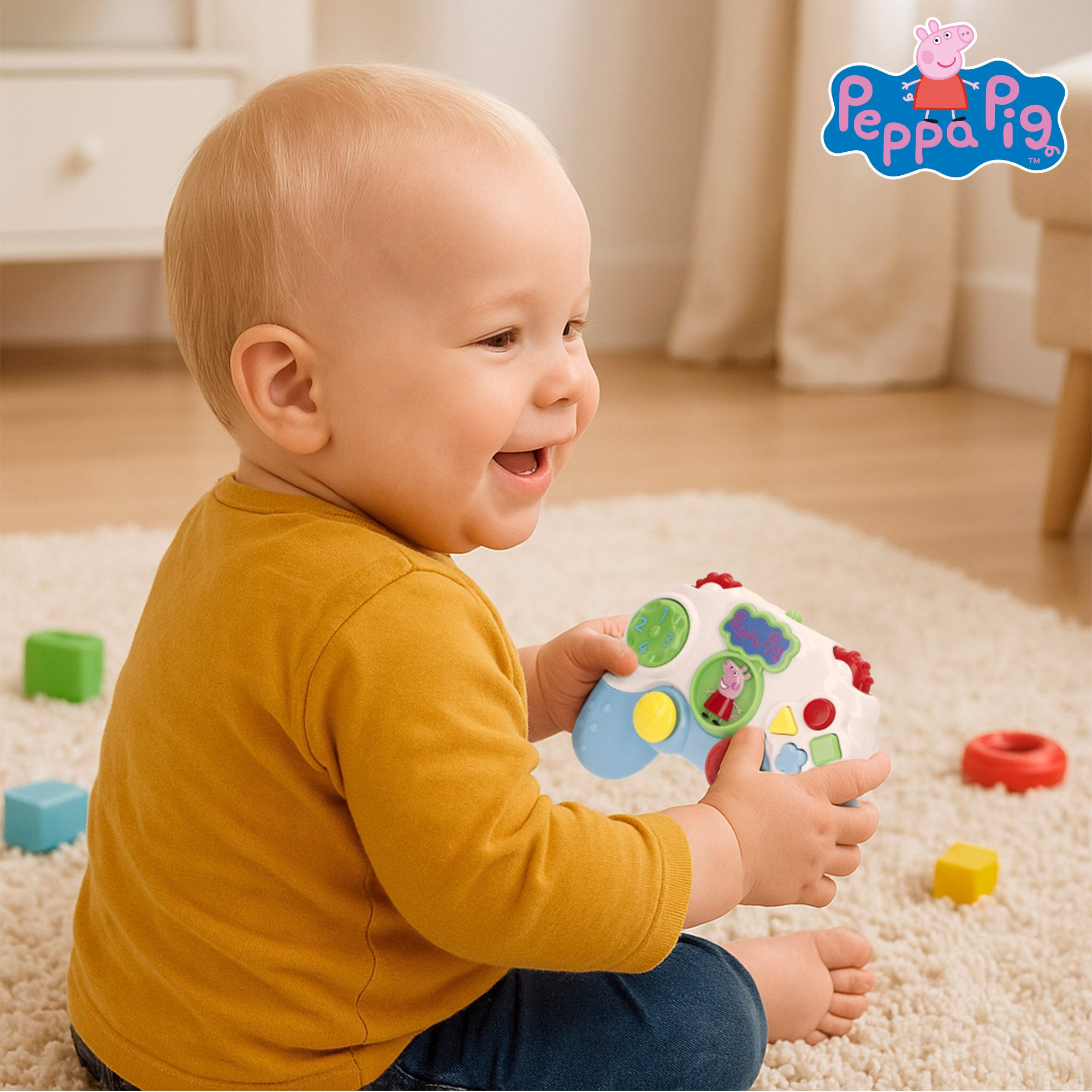 Conjunto de comando interativo para bebé da Peppa Pig com luz e som.