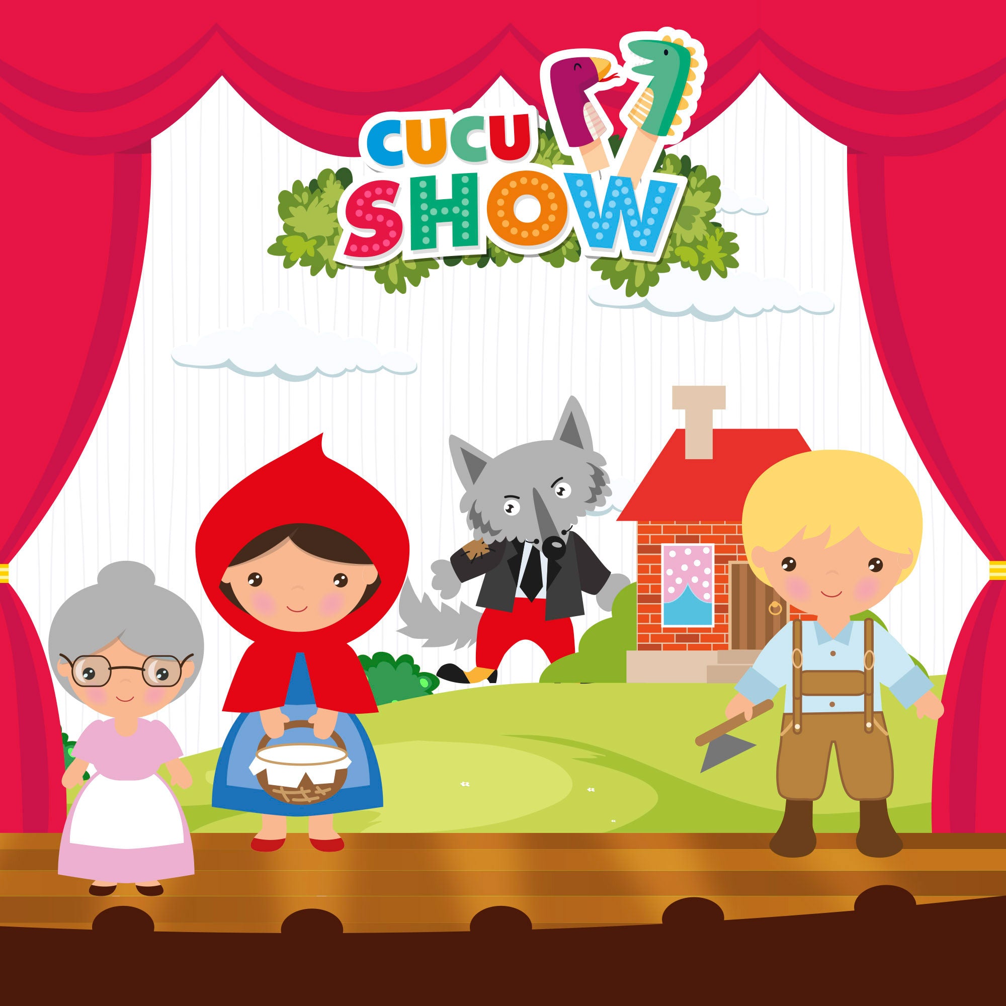 Conjunto de fantoches da Capuchinho Vermelho de 25 cm da Cucu Show