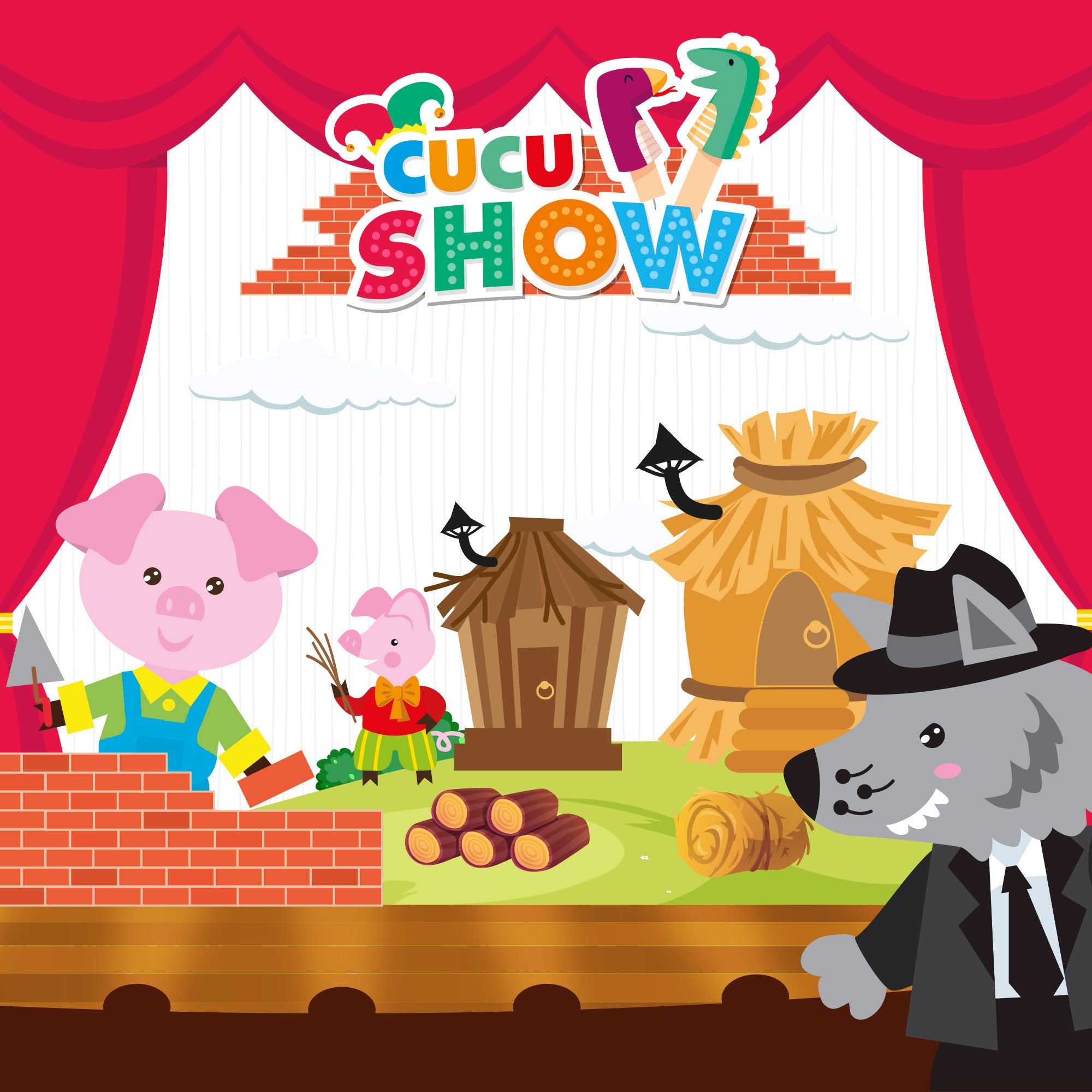 Conjunto de fantoches Os Três Porquinhos 25cm Cuckoo Show