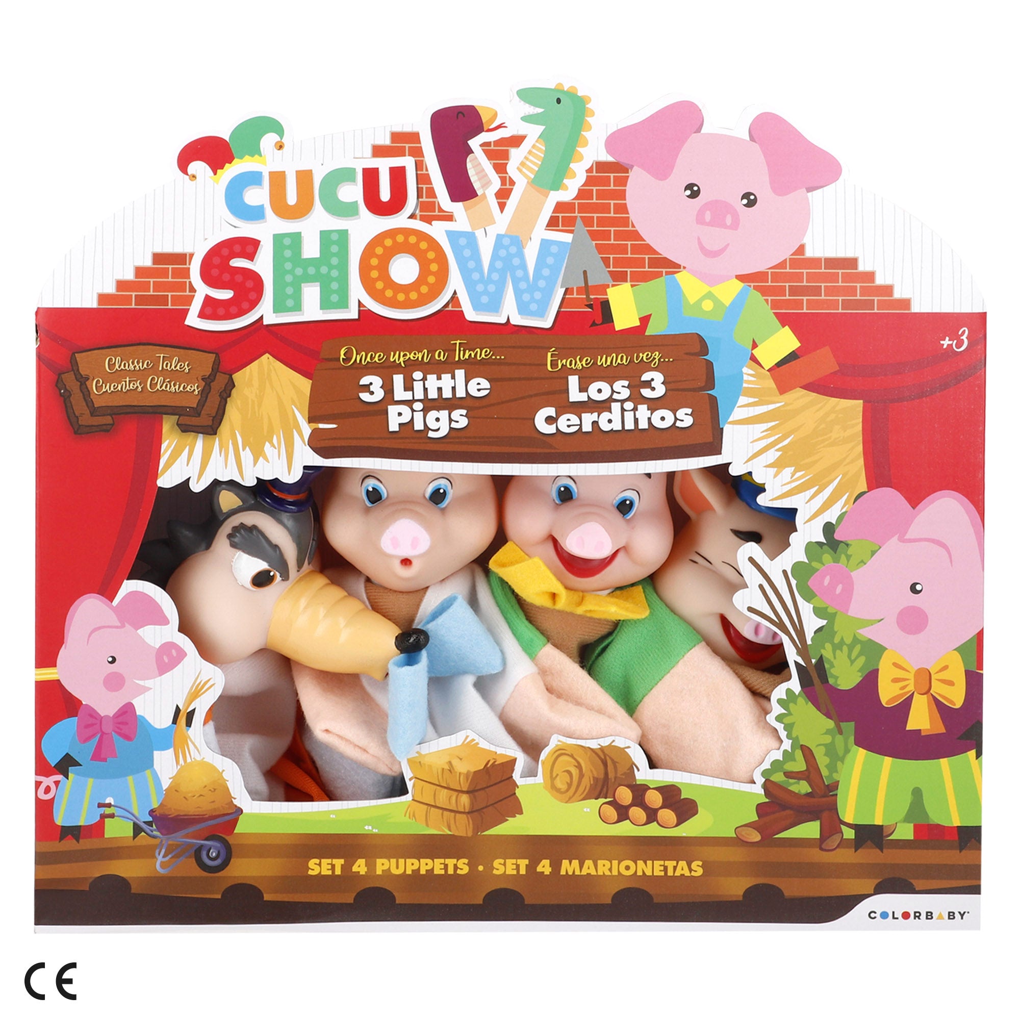 Conjunto de fantoches Os Três Porquinhos 25cm Cuckoo Show