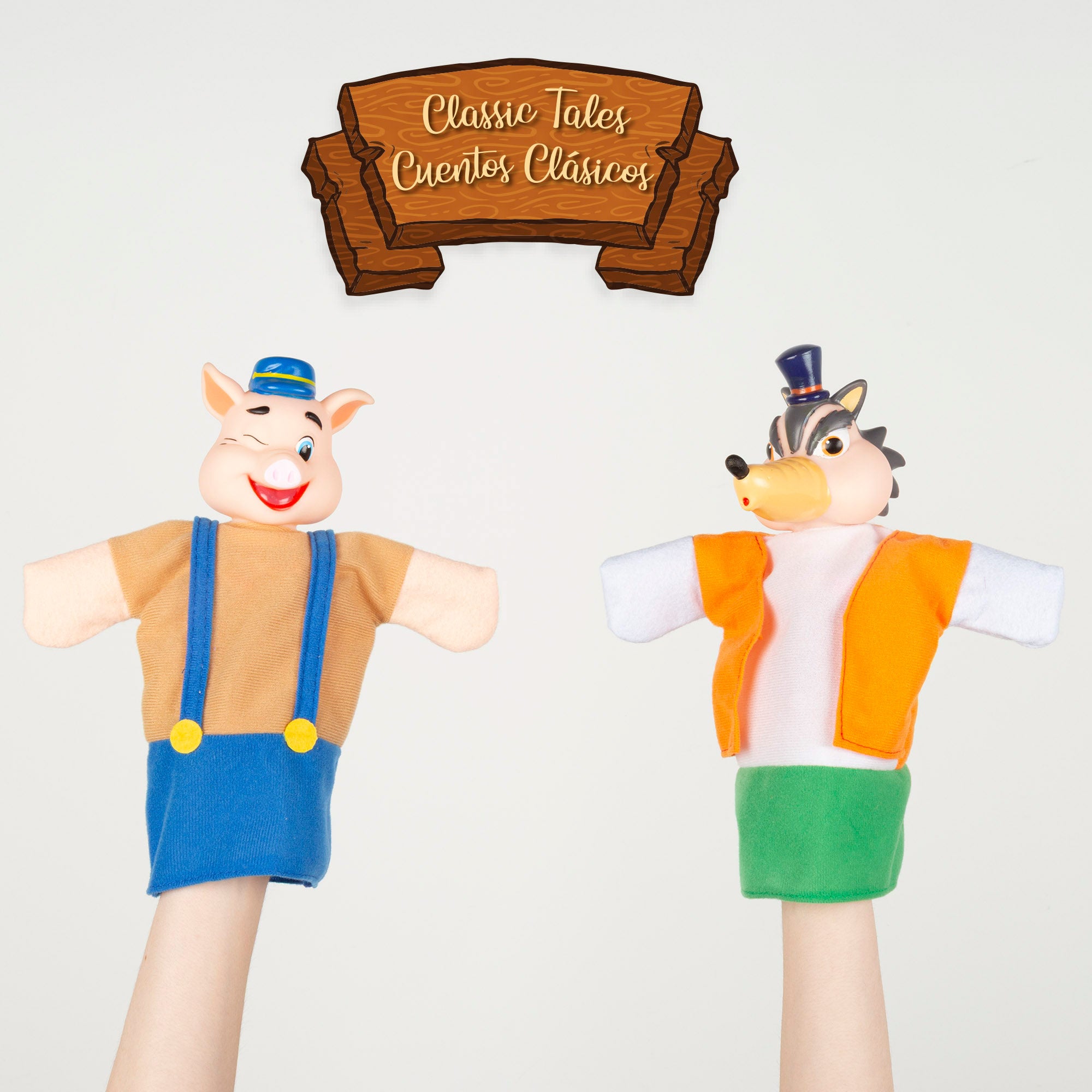 Conjunto Teatro de Fantoches Os Três Porquinhos 25cm Cucu Show