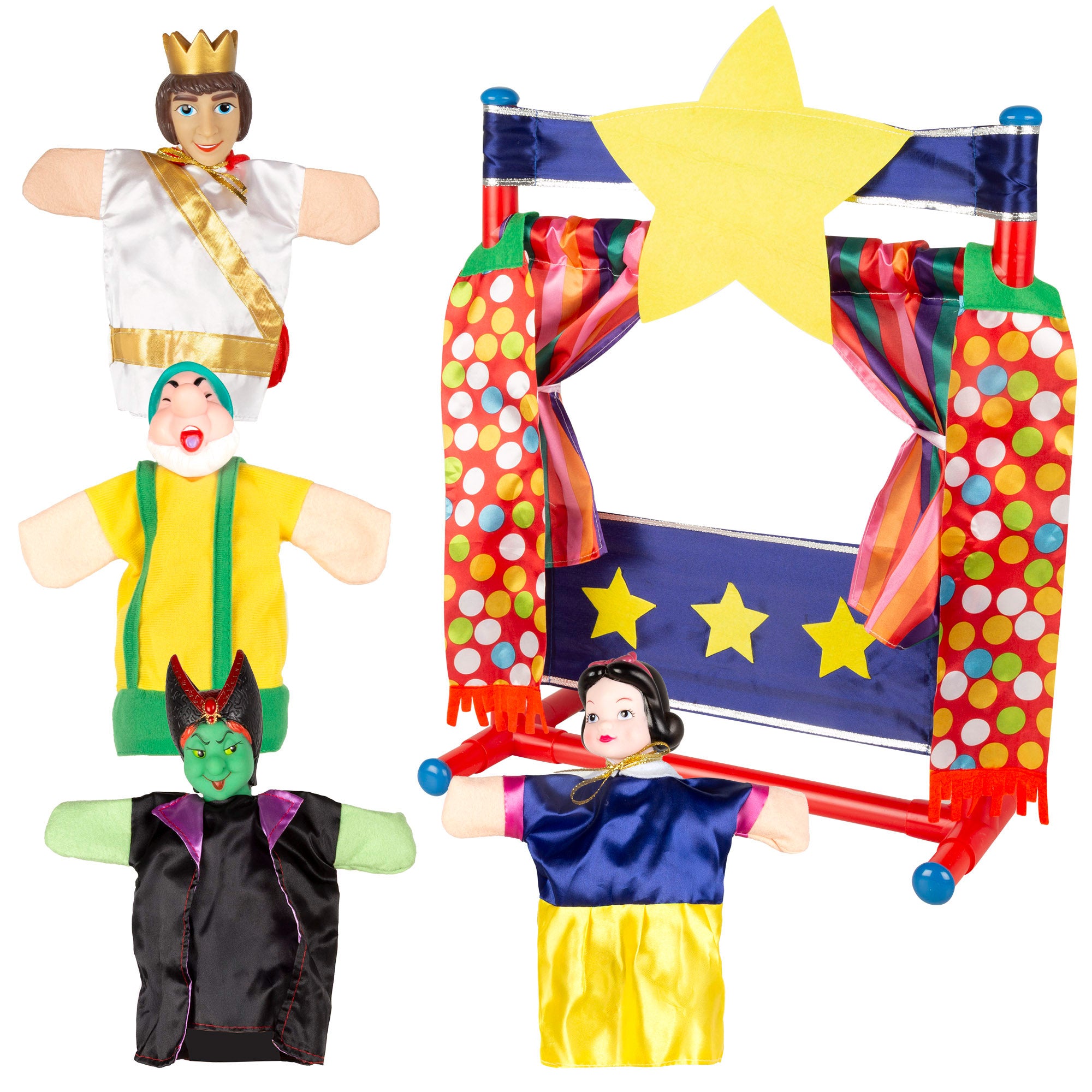 Conjunto Teatro de Marionetas Branca de Neve 25cm Cucu Show