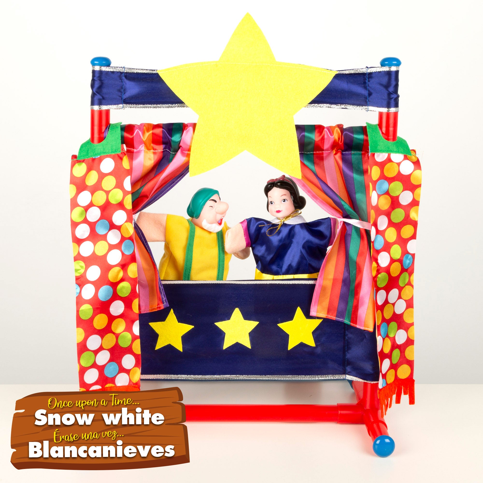 Conjunto Teatro de Marionetas Branca de Neve 25cm Cucu Show