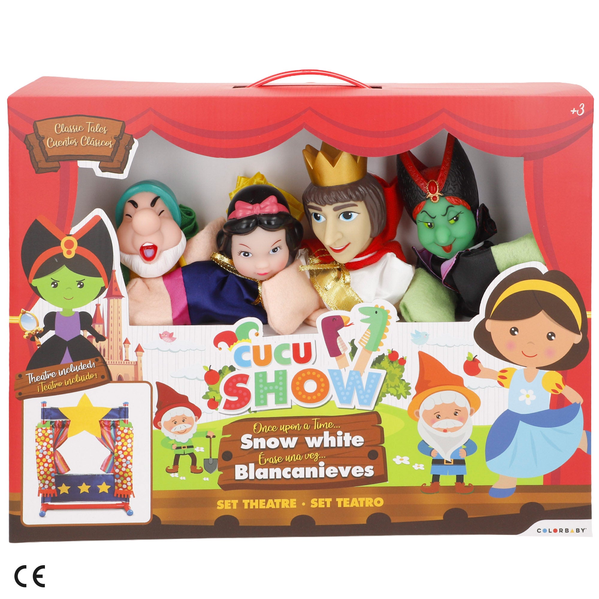 Conjunto Teatro de Marionetas Branca de Neve 25cm Cucu Show