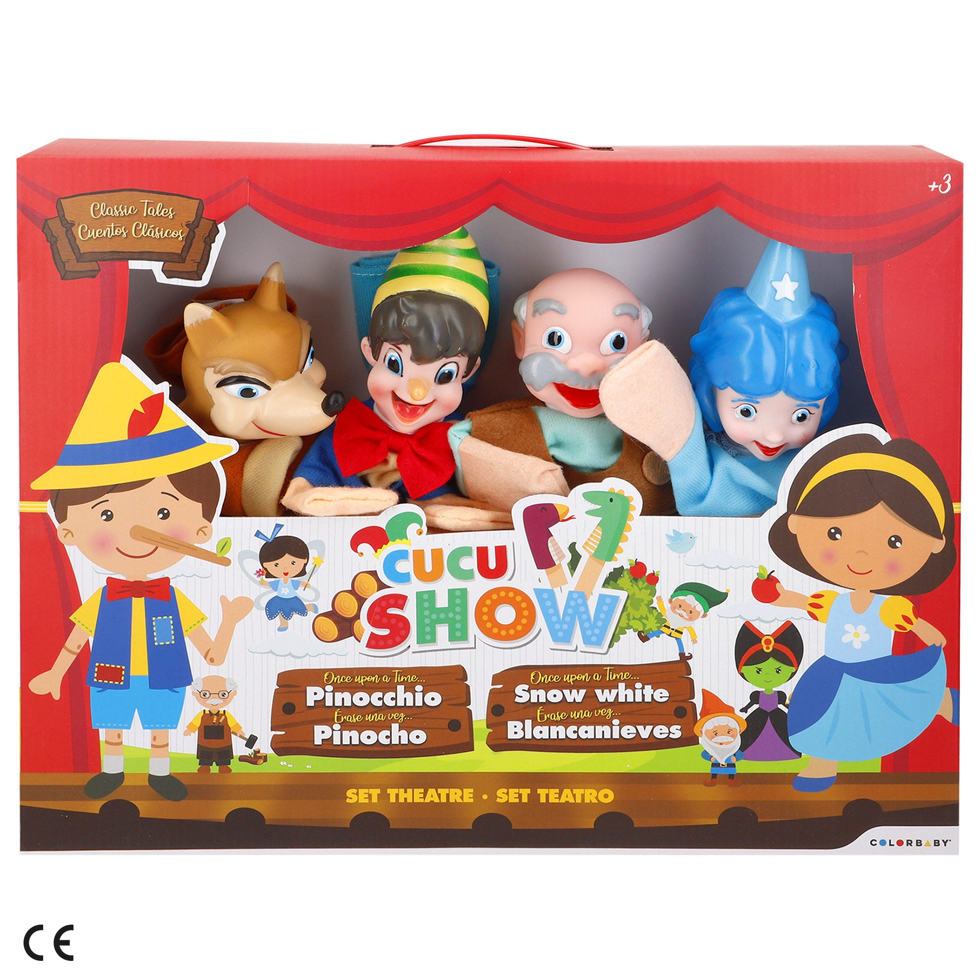 Conjunto de Teatro de Marionetas Pinóquio 25cm Cucu Show