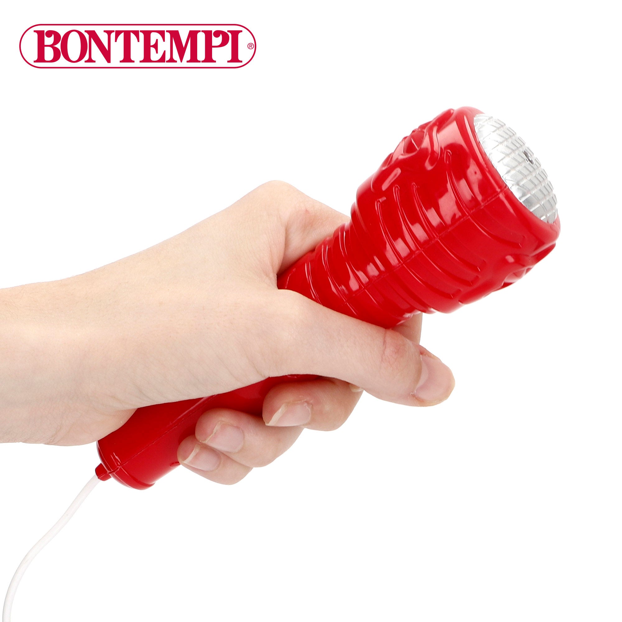 Microfone de brinquedo infantil sem fios Bontempi com melodias e luzes.