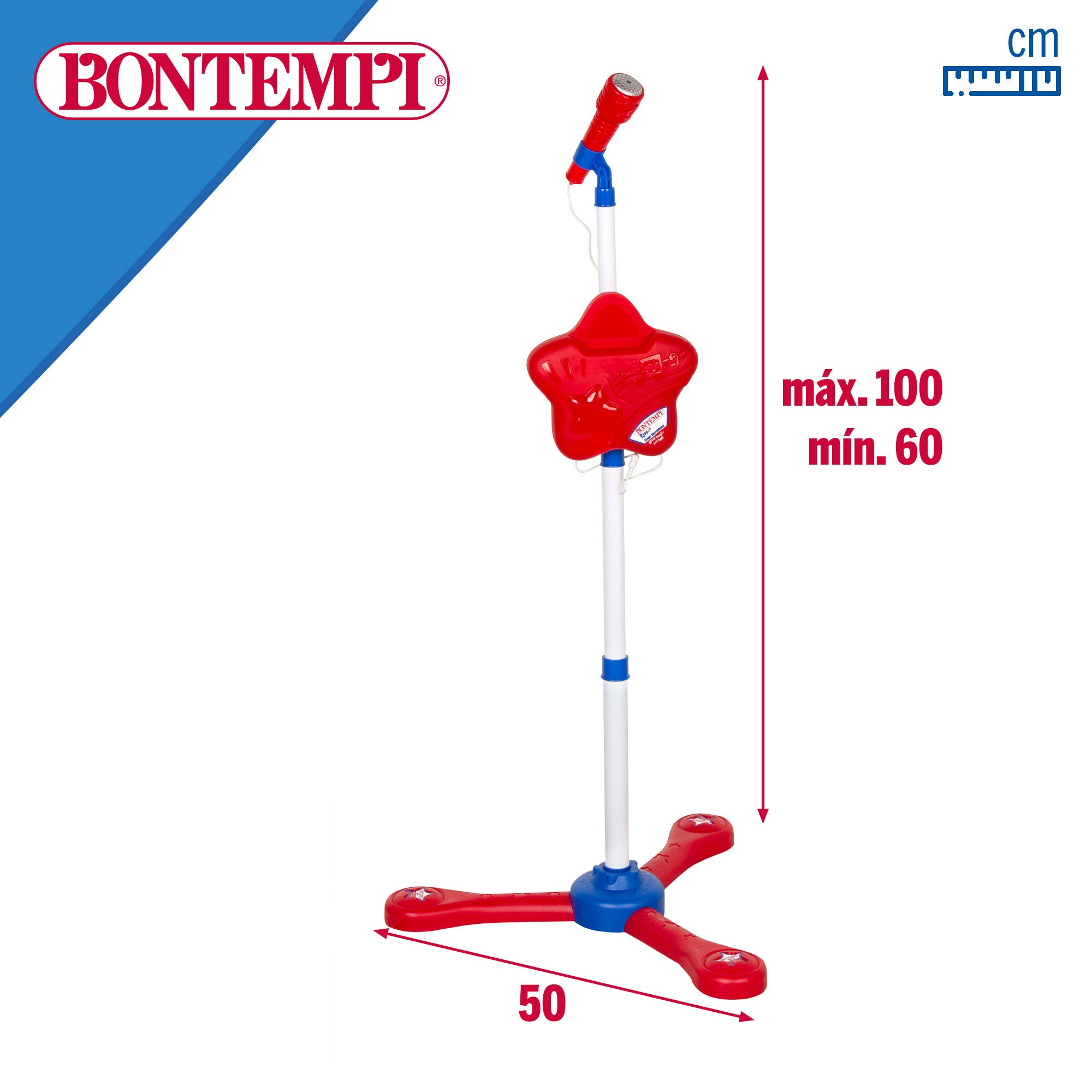Microfone de brinquedo infantil sem fios Bontempi com melodias e luzes.