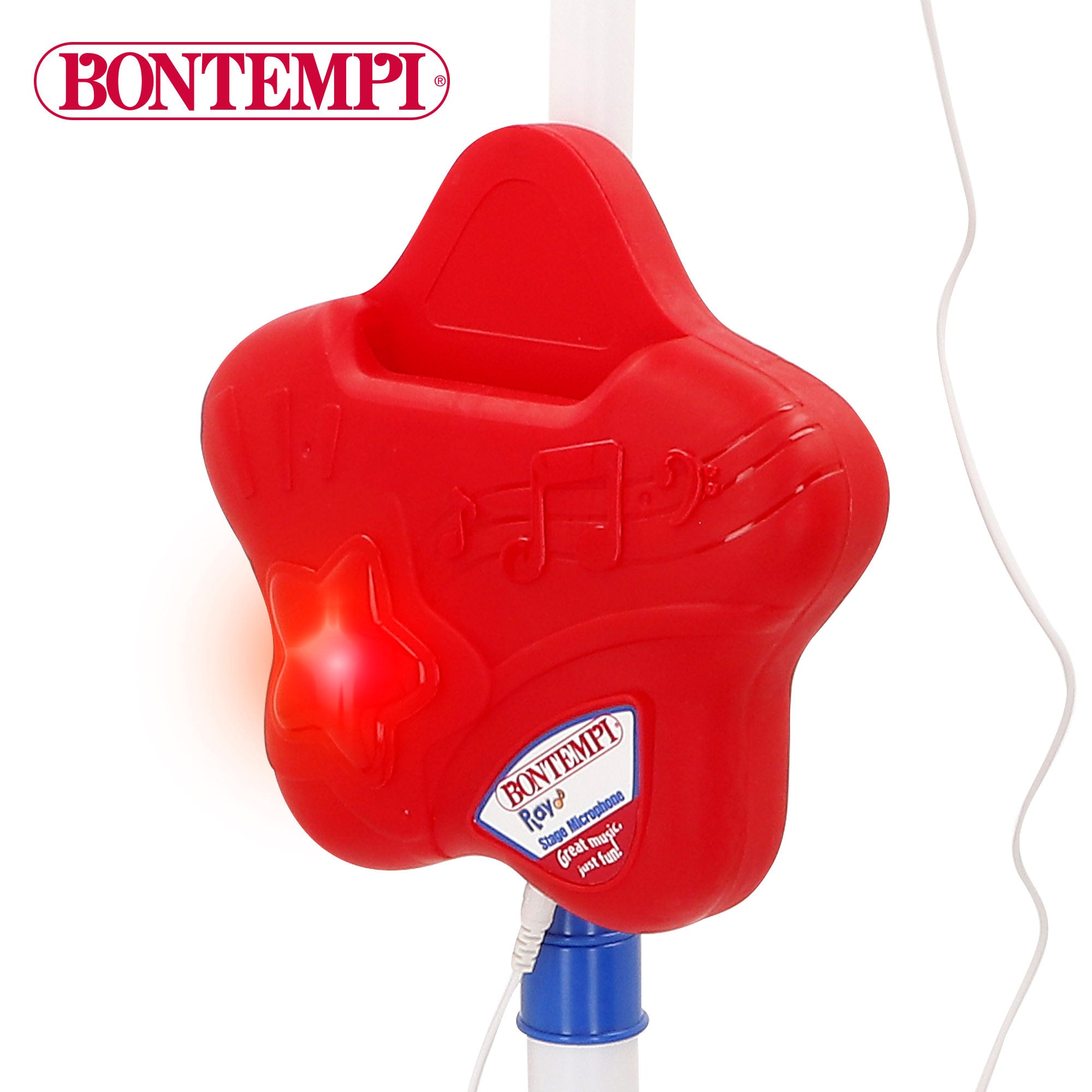 Microfone de brinquedo infantil sem fios Bontempi com melodias e luzes.