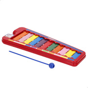 Xilofone infantil em metal com 8 notas e baqueta Bontempi.
