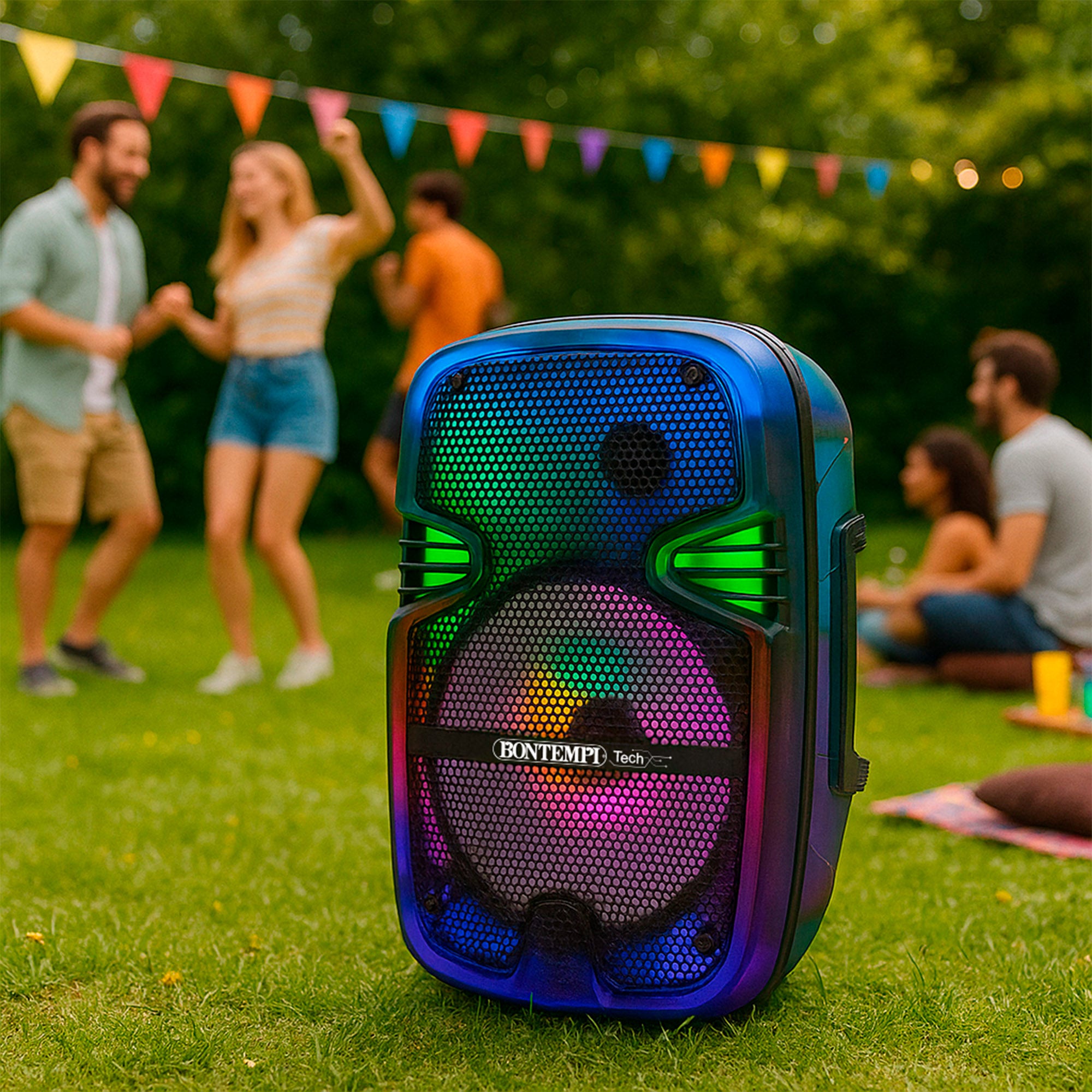 Coluna de som sem fios Bontempi de 180 W com karaoke e 1 microfone.