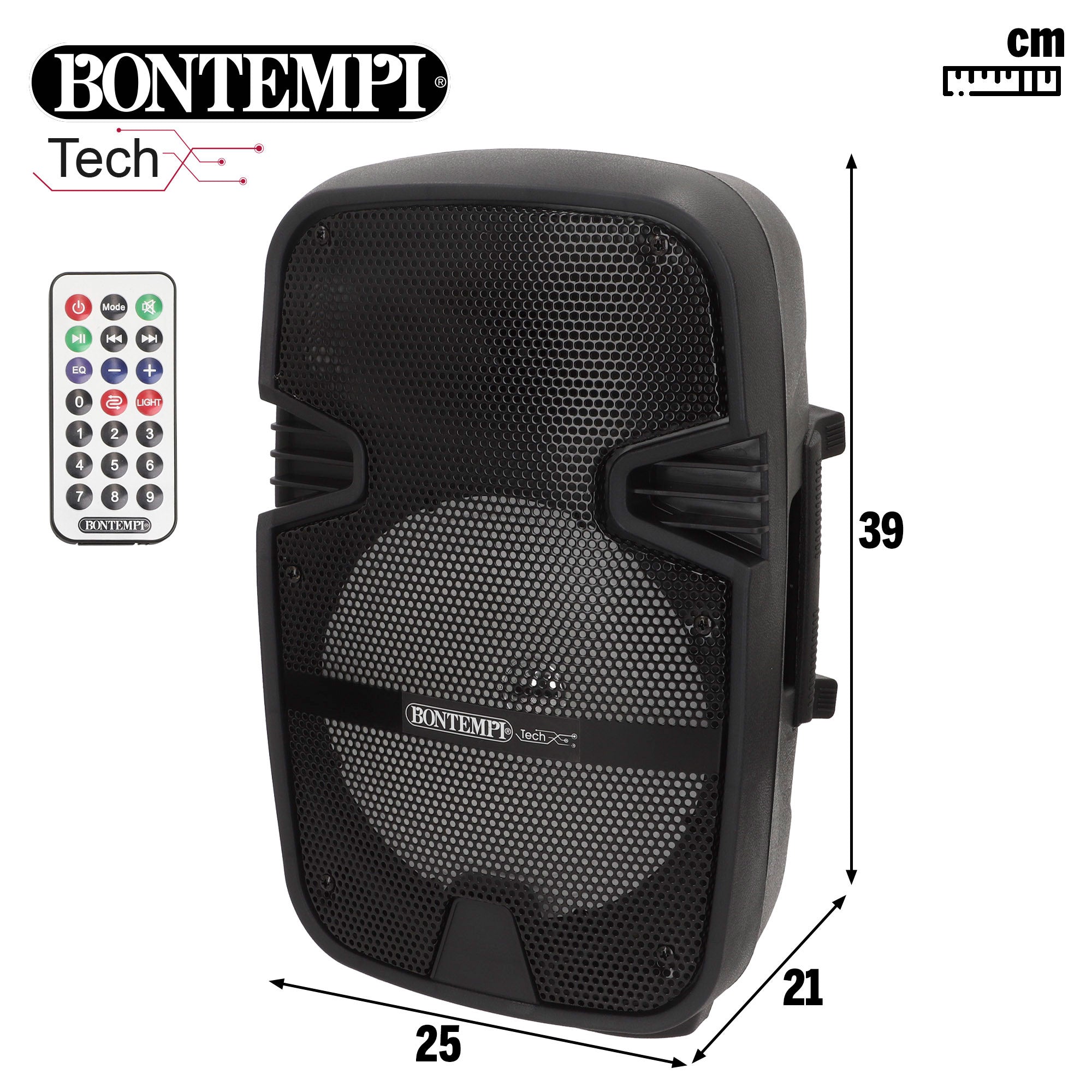 Coluna de som sem fios Bontempi de 180 W com karaoke e 1 microfone.