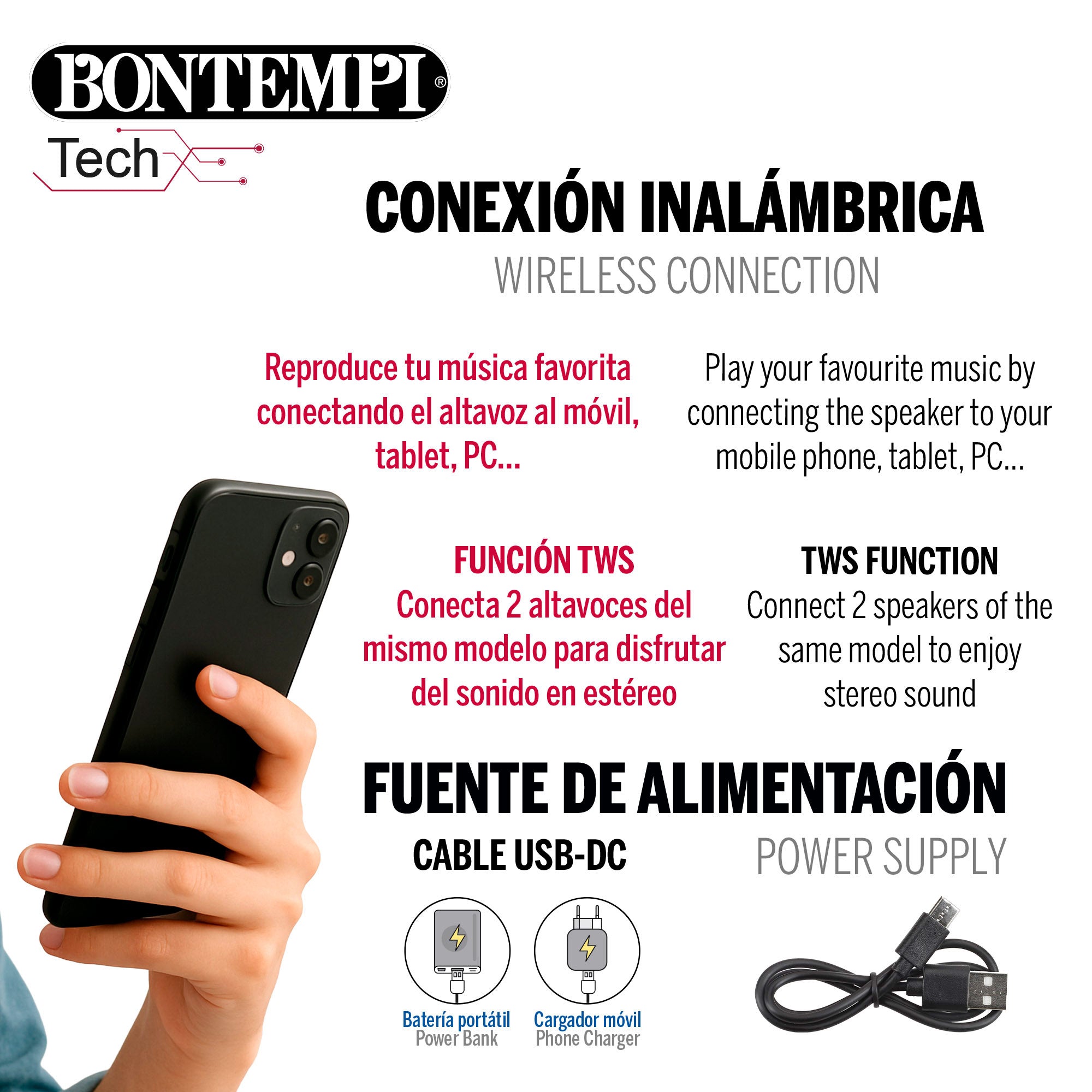 Estojo para coluna sem fios e 2 microfones 30x25x53 cm Bontempi