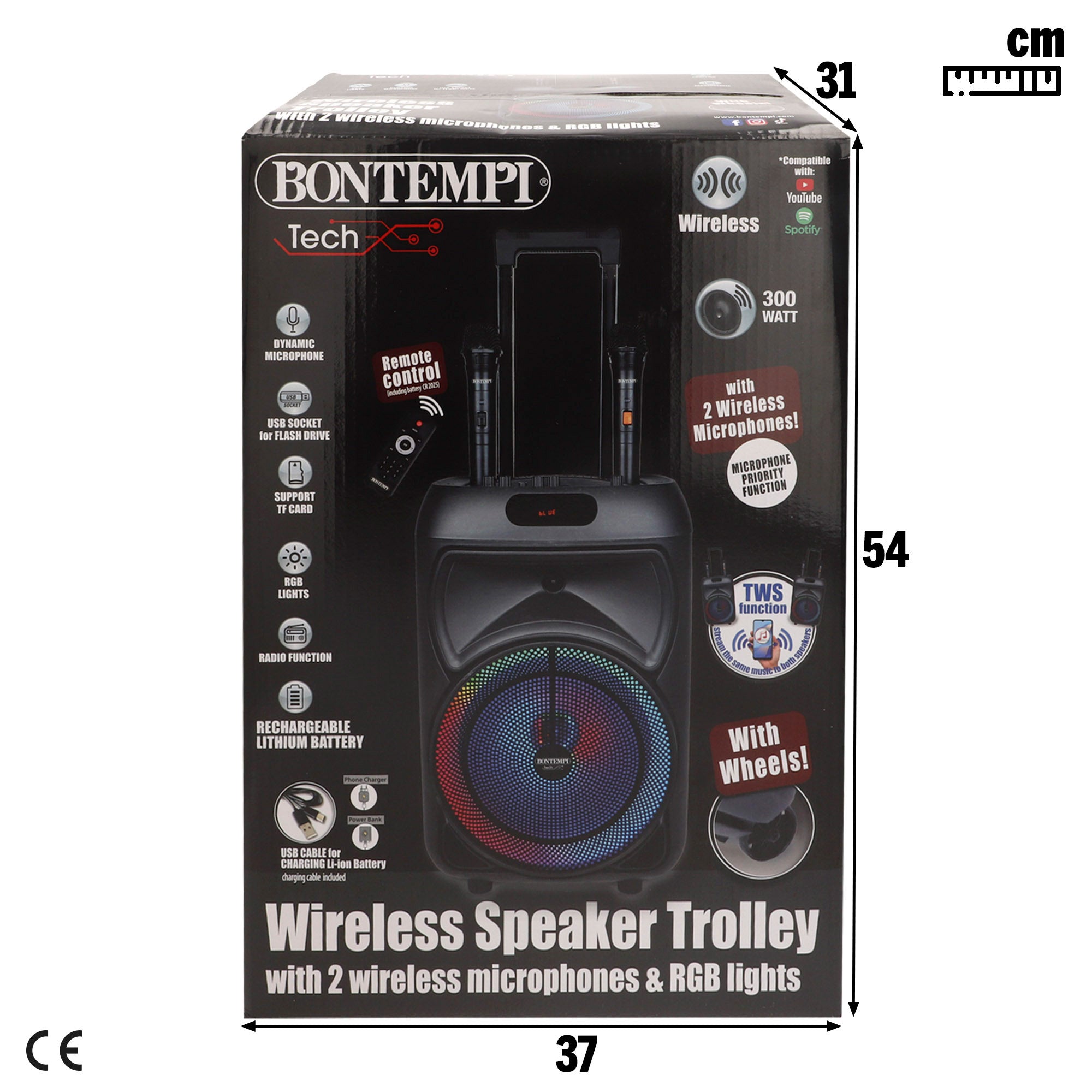 Estojo para coluna sem fios e 2 microfones 30x25x53 cm Bontempi