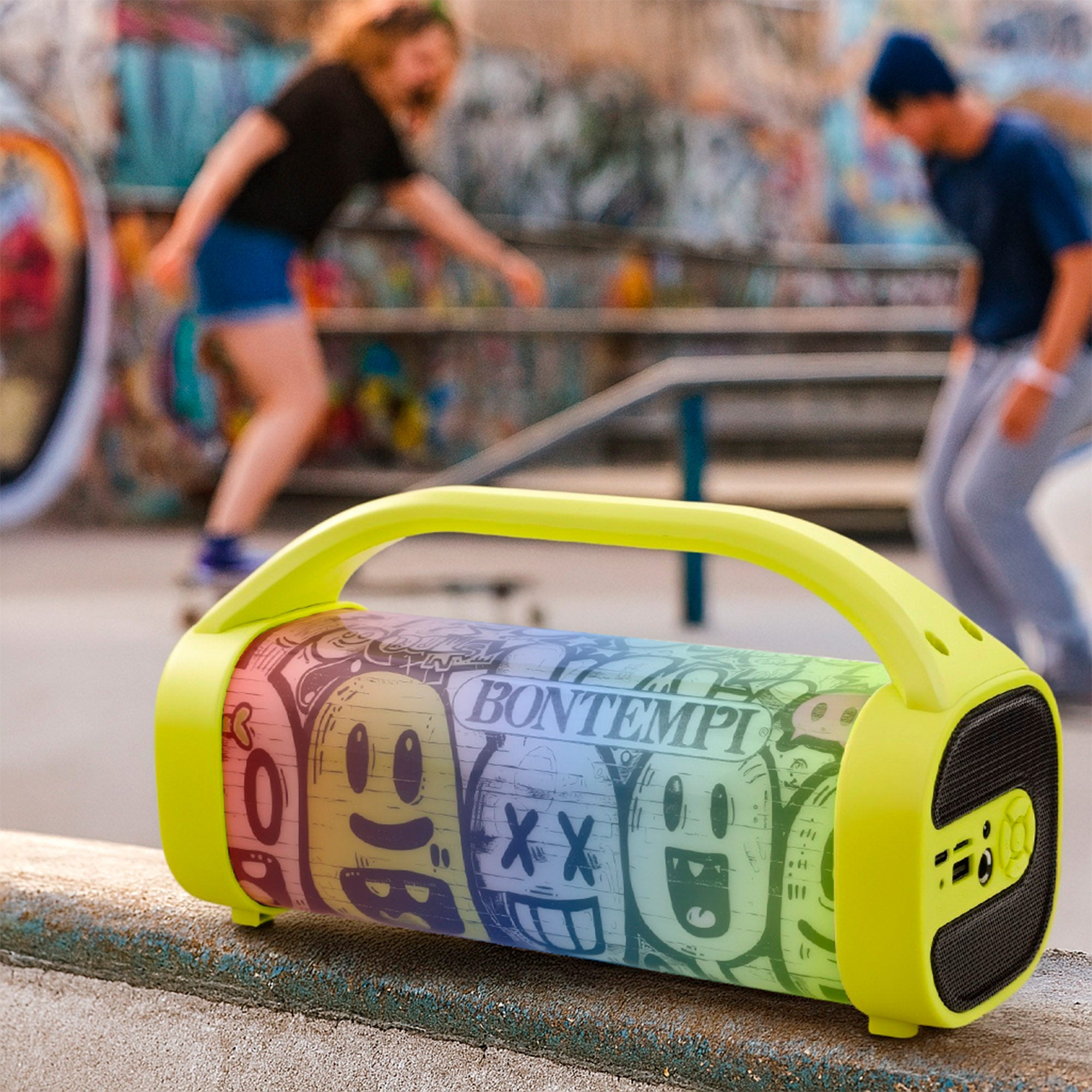 Coluna de som sem fios Bontempi de 80 W com karaoke e microfone.