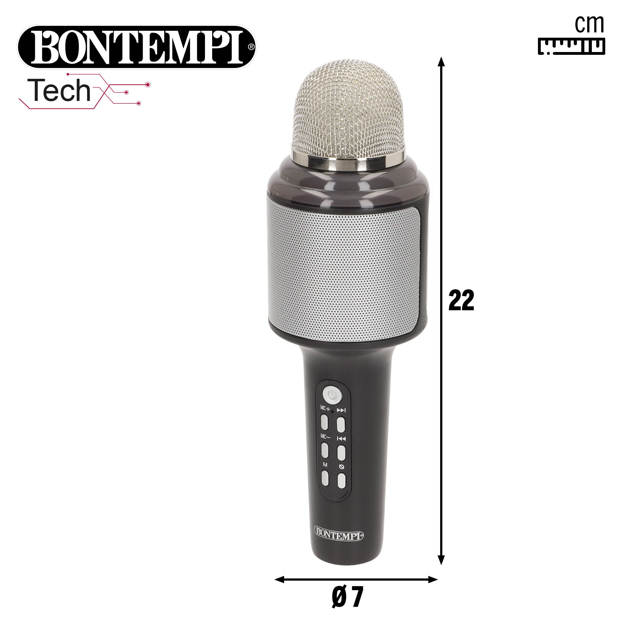 Microfone de karaoke sem fios Bontempi com altifalante e luzes