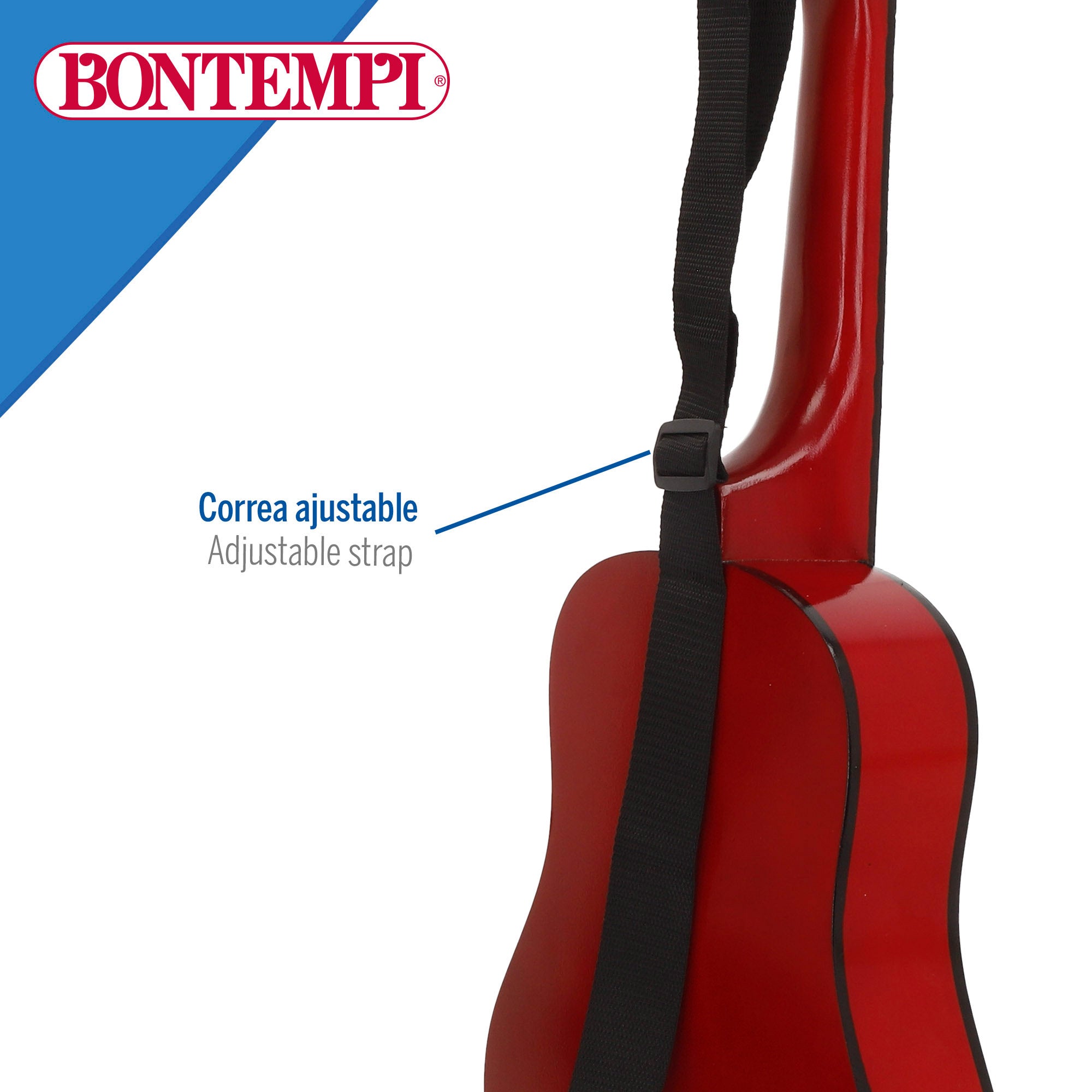 Guitarra de brinquedo clássica de madeira de 75 cm com pega Bontempi