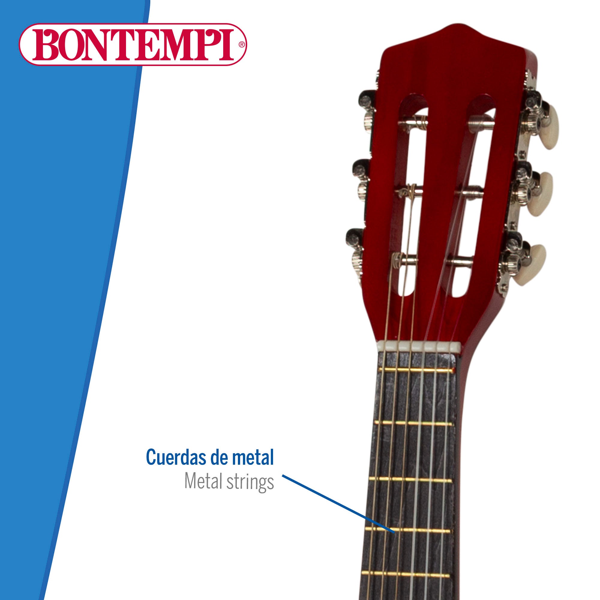 Guitarra de brinquedo clássica de madeira de 75 cm com pega Bontempi