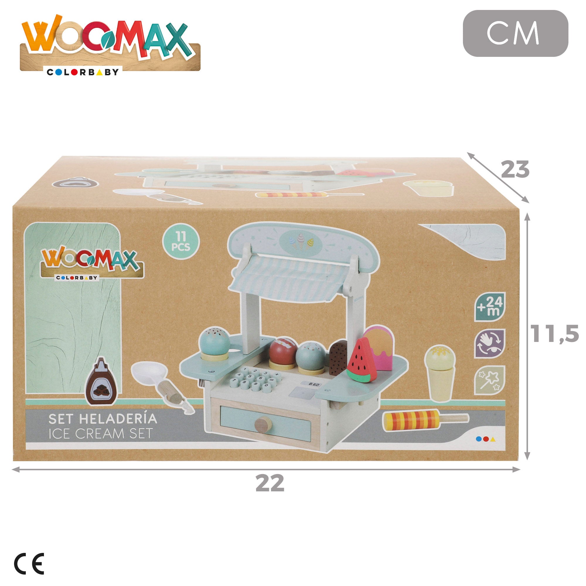 Conjunto de gelado em madeira WOOMAX com 11 peças, 30x21x29 cm