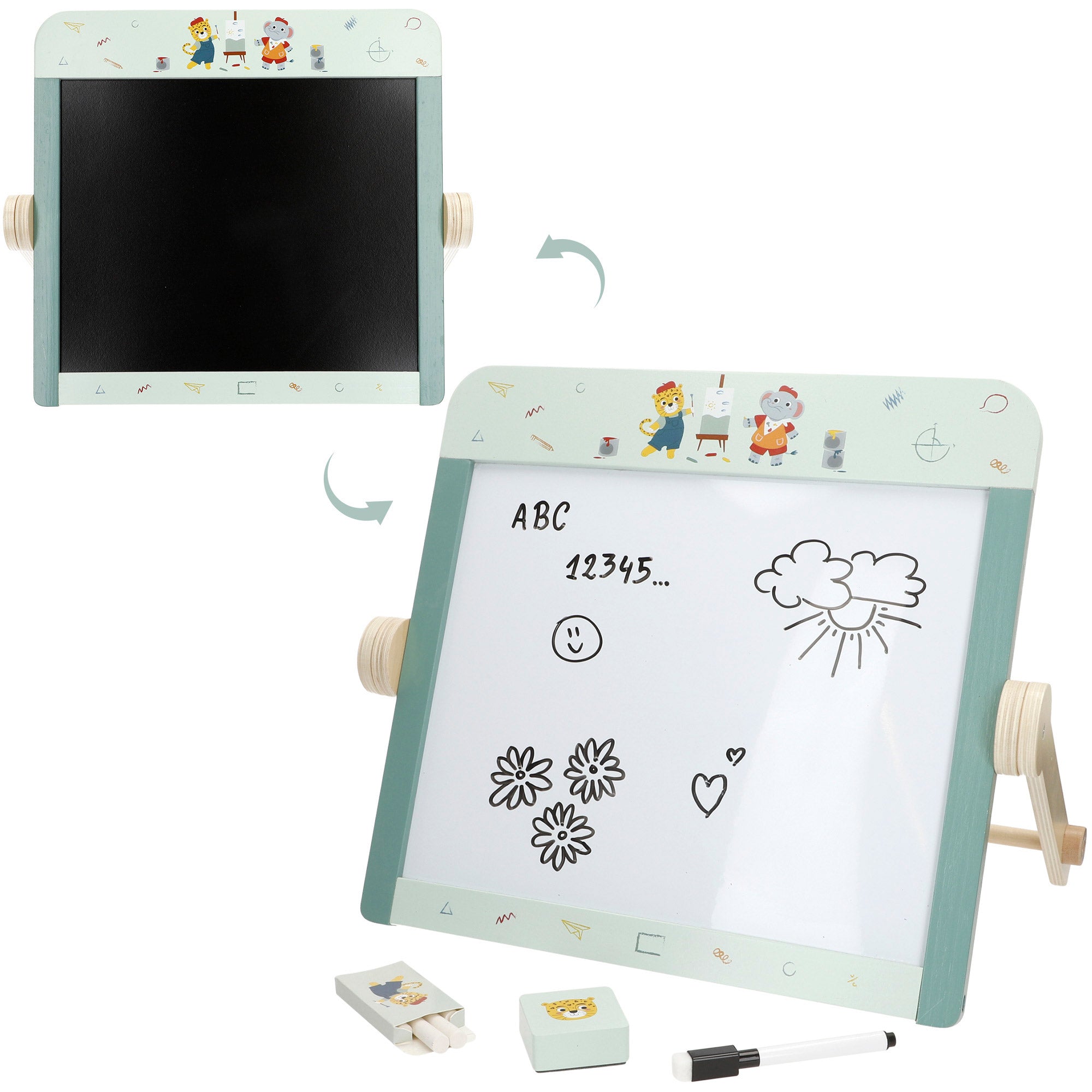 Cavalete de madeira dupla face para criança WOOMAX com acessórios