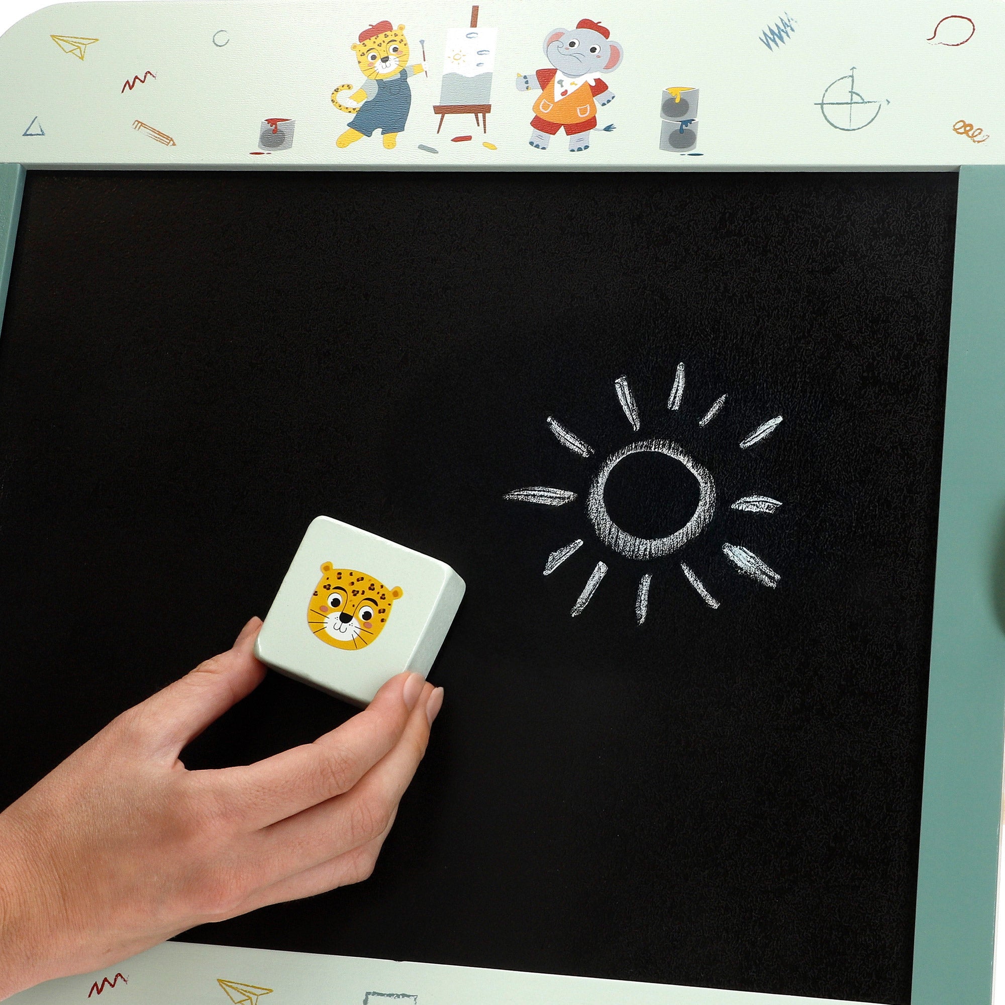 Cavalete de madeira dupla face para criança WOOMAX com acessórios