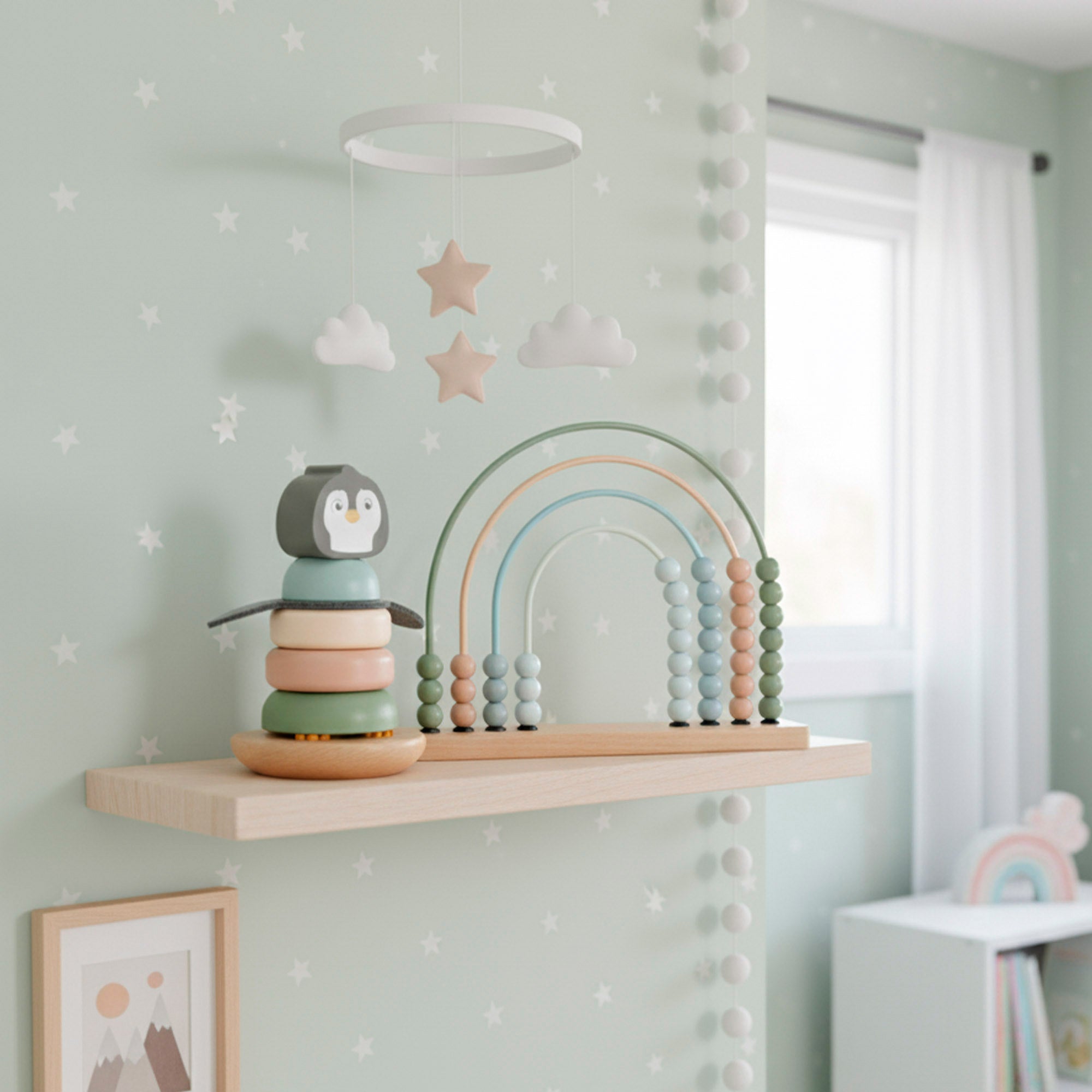 Conjunto WOOMAX com 3 brinquedos de madeira para bebé