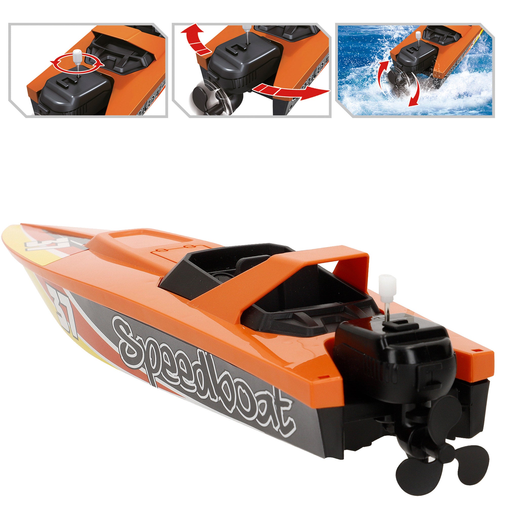 Camião de transporte com luz e som à escala 1:14 + Barco de brinquedo Speed&amp; Go