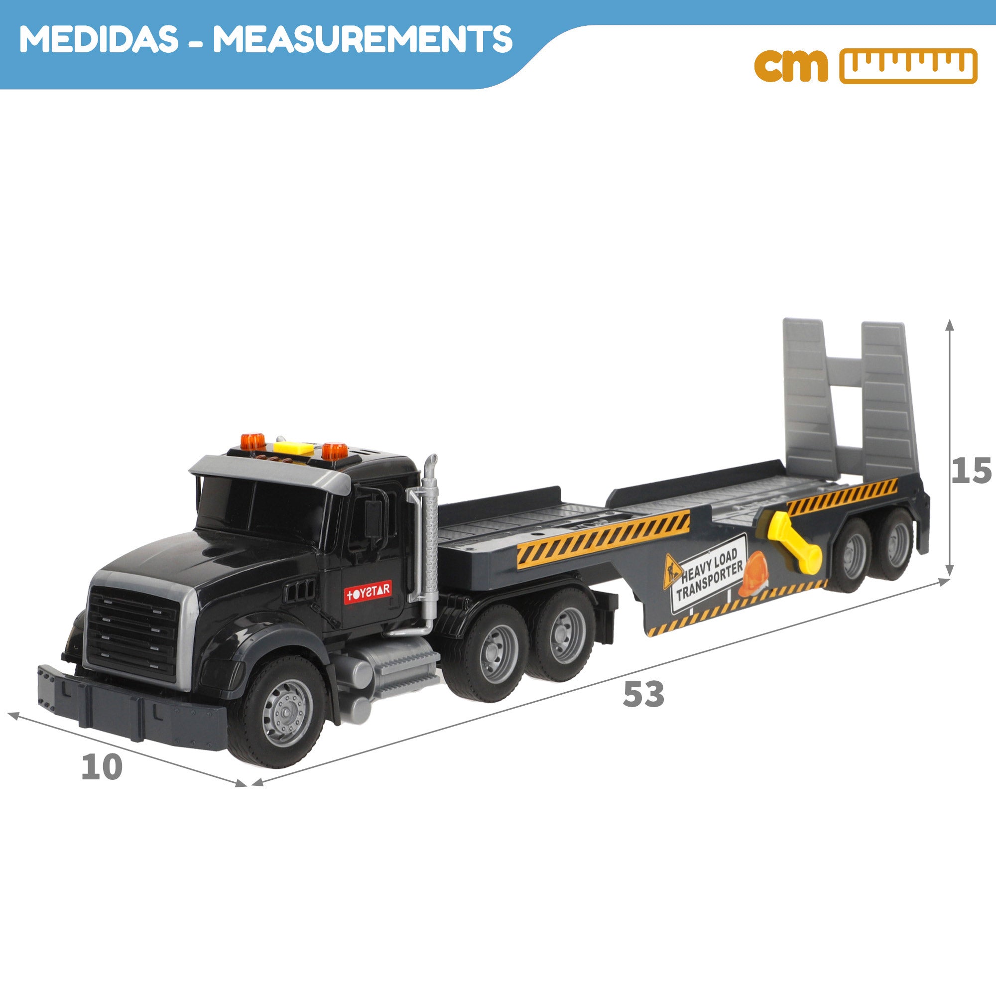 Camião de transporte com luz e som 1:14 + 2 veículos de construção Speed&amp; Go