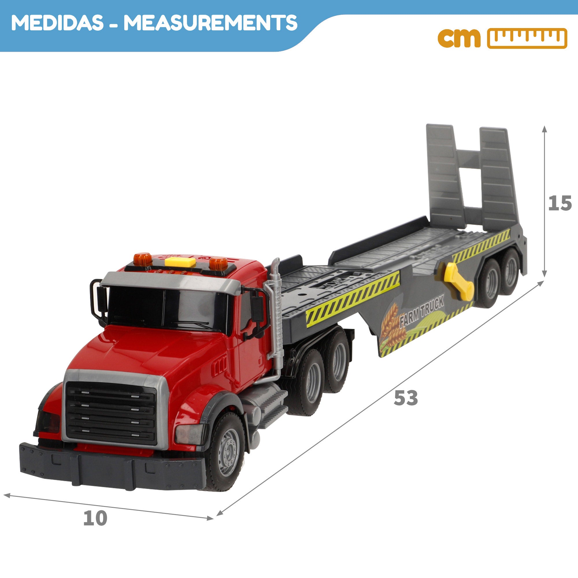 Camião de transporte agrícola à escala 1:14 com luzes e sons + trator e reboque Speed&amp; Go