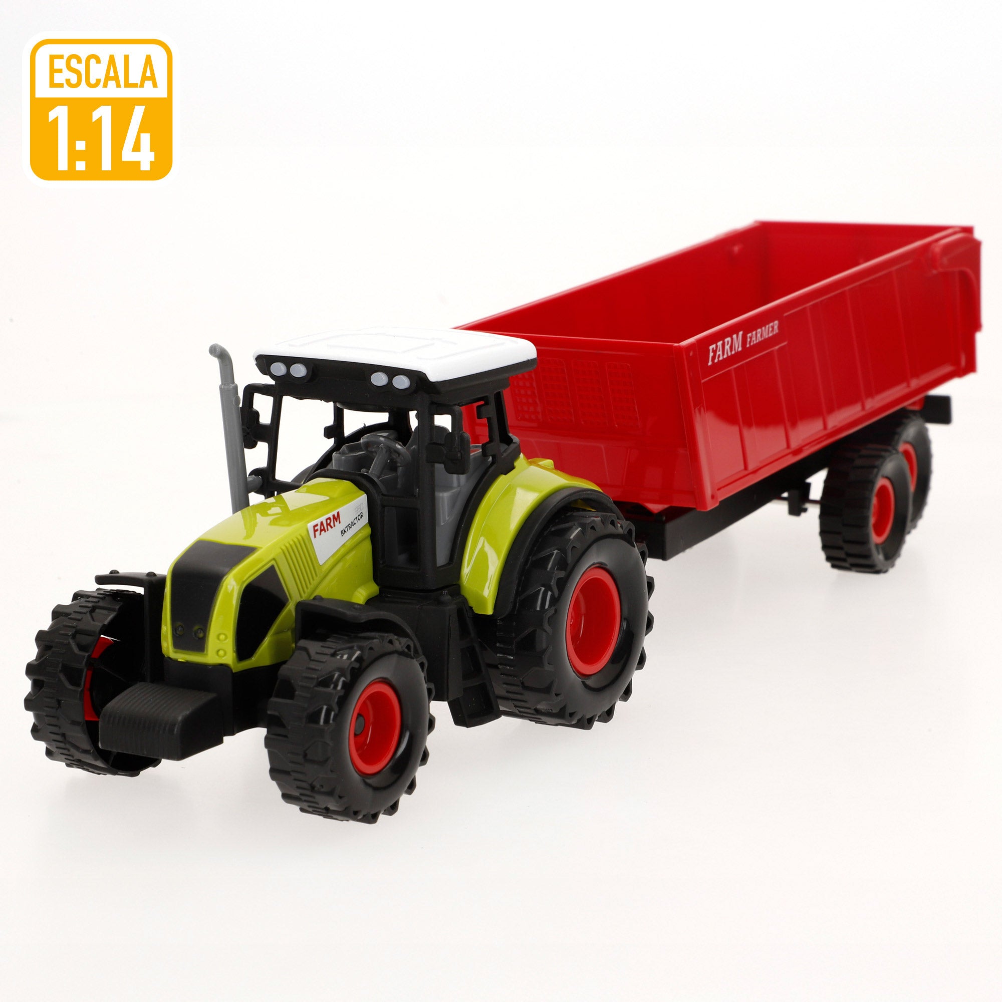 Camião de transporte agrícola à escala 1:14 com luzes e sons + trator e reboque Speed&amp; Go