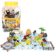 Conjunto de animais da quinta com tapete e acessórios, 30 peças. Mundo Animal.