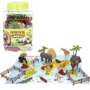 Conjunto de animais selvagens com tapete e acessórios, 30 peças. Mundo Animal.