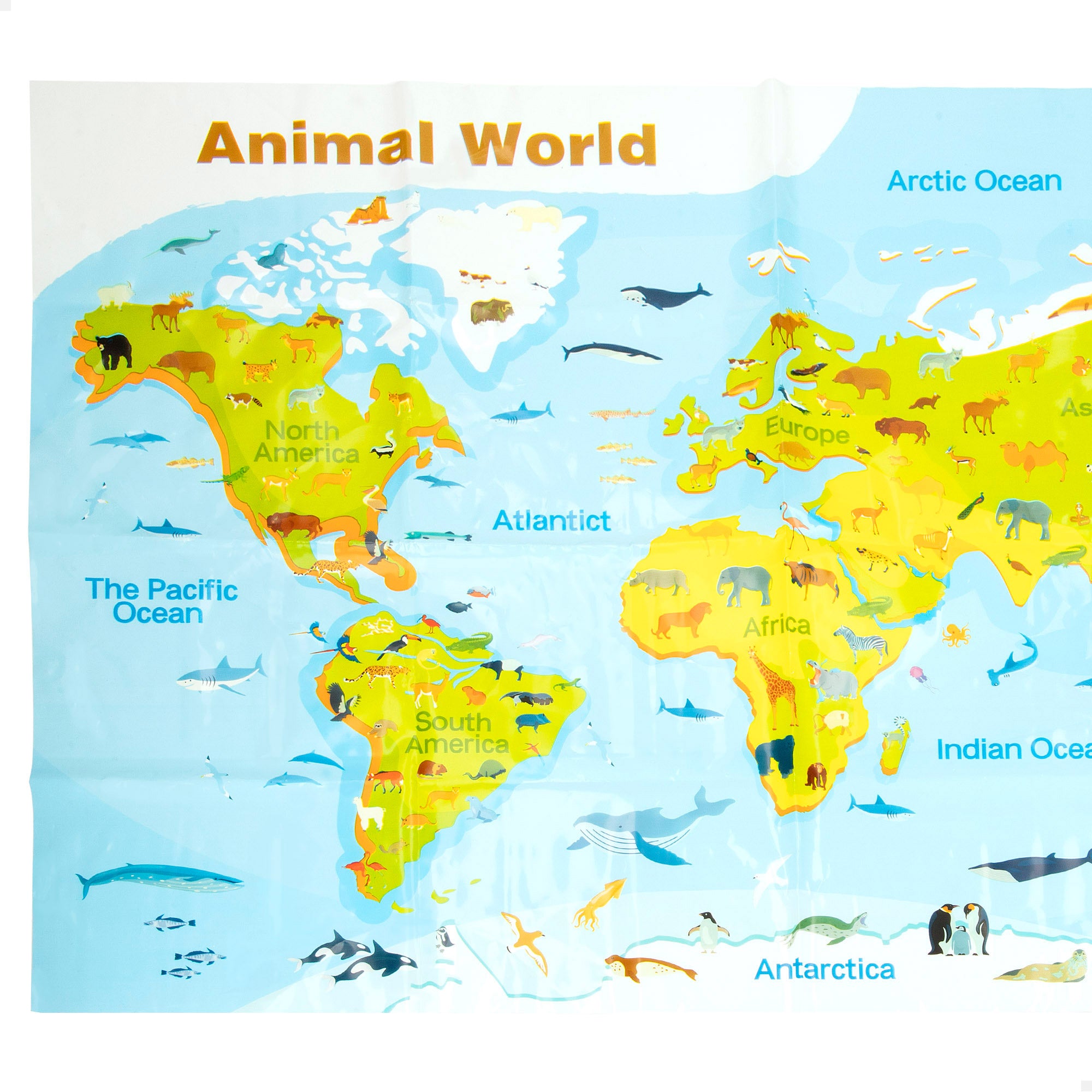 Conjunto de brinquedo com 30 peças de animais marinhos, incluindo tapete e acessórios. Mundo Animal.